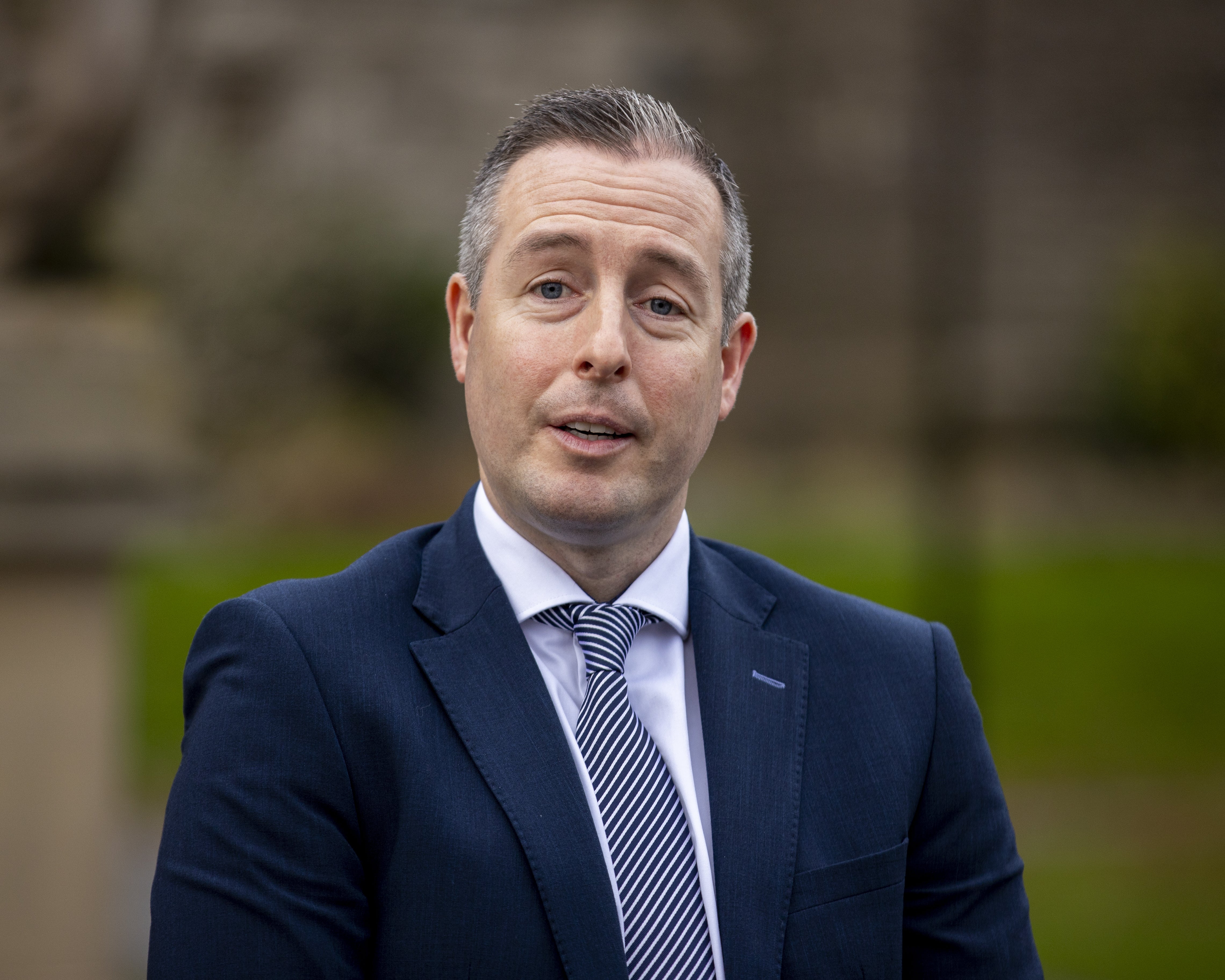 First Minister Paul Givan speaks during a press (Liam McBurney/PA)