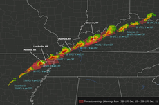 Kentucky tornado news – latest: Six children confirmed dead as map shows path of destruction in four states