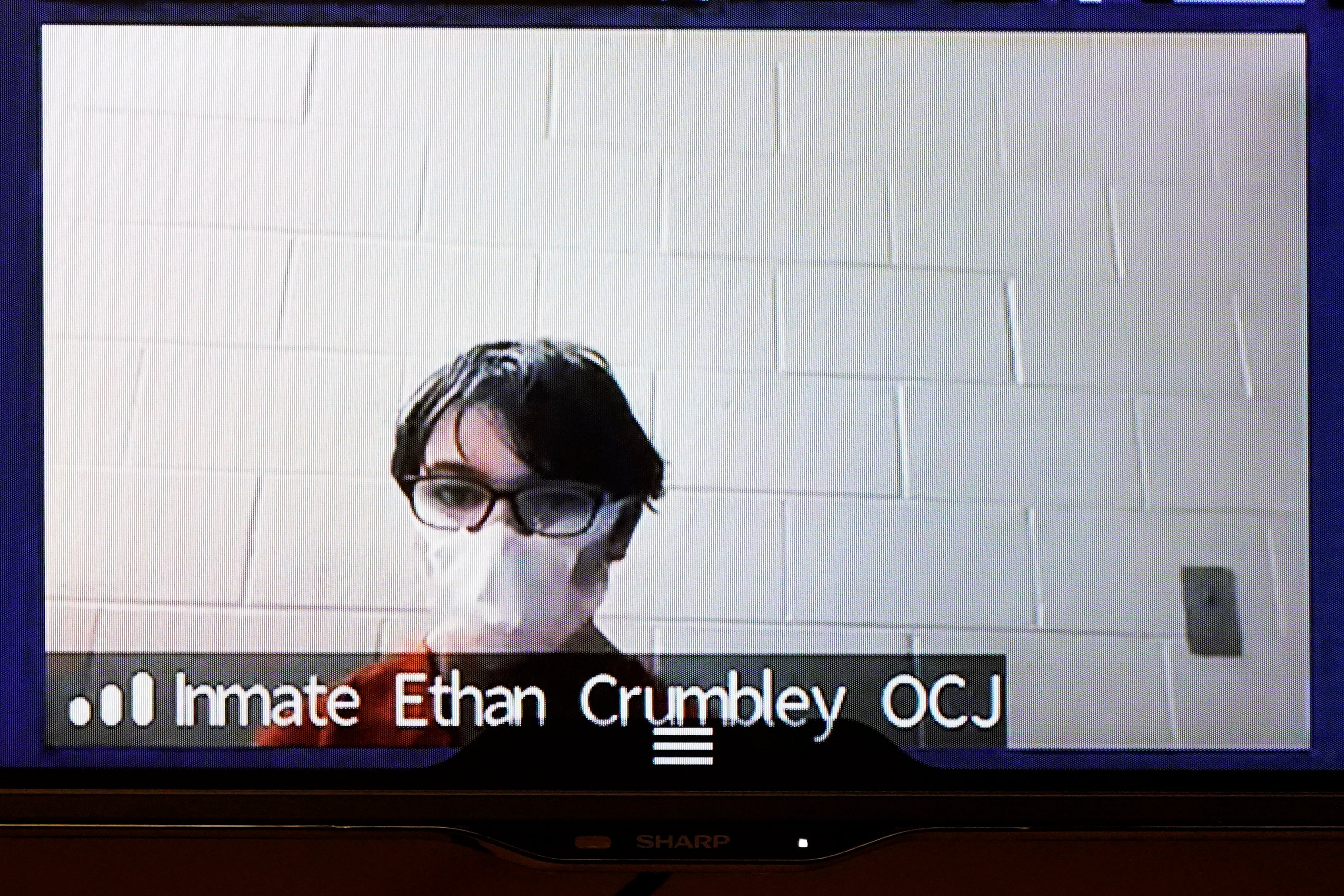 Ethan Crumbley appearing at his probable cause hearing on Monday