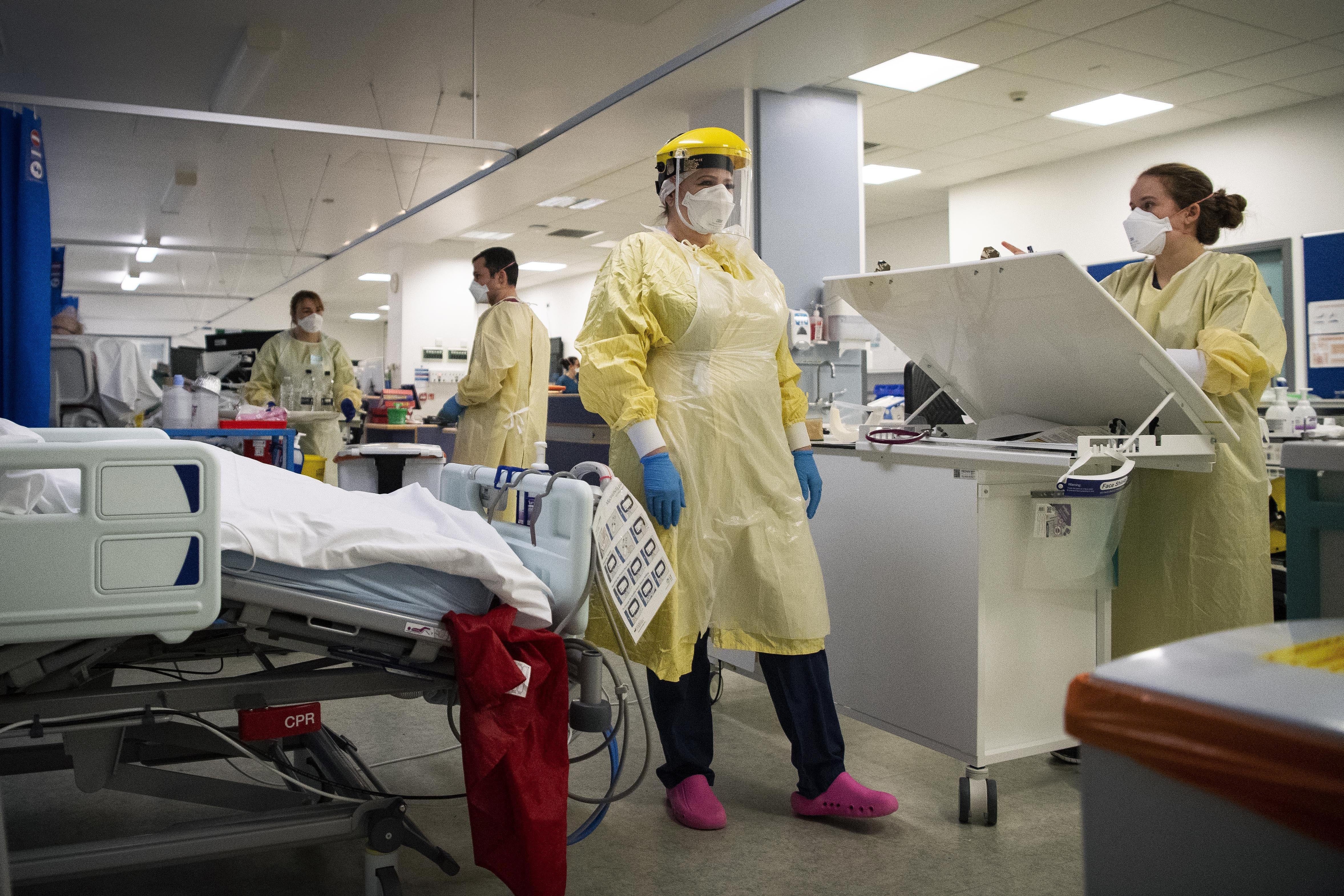 Nurses work in the ICU at St George’s Hospital in Tooting (PA)