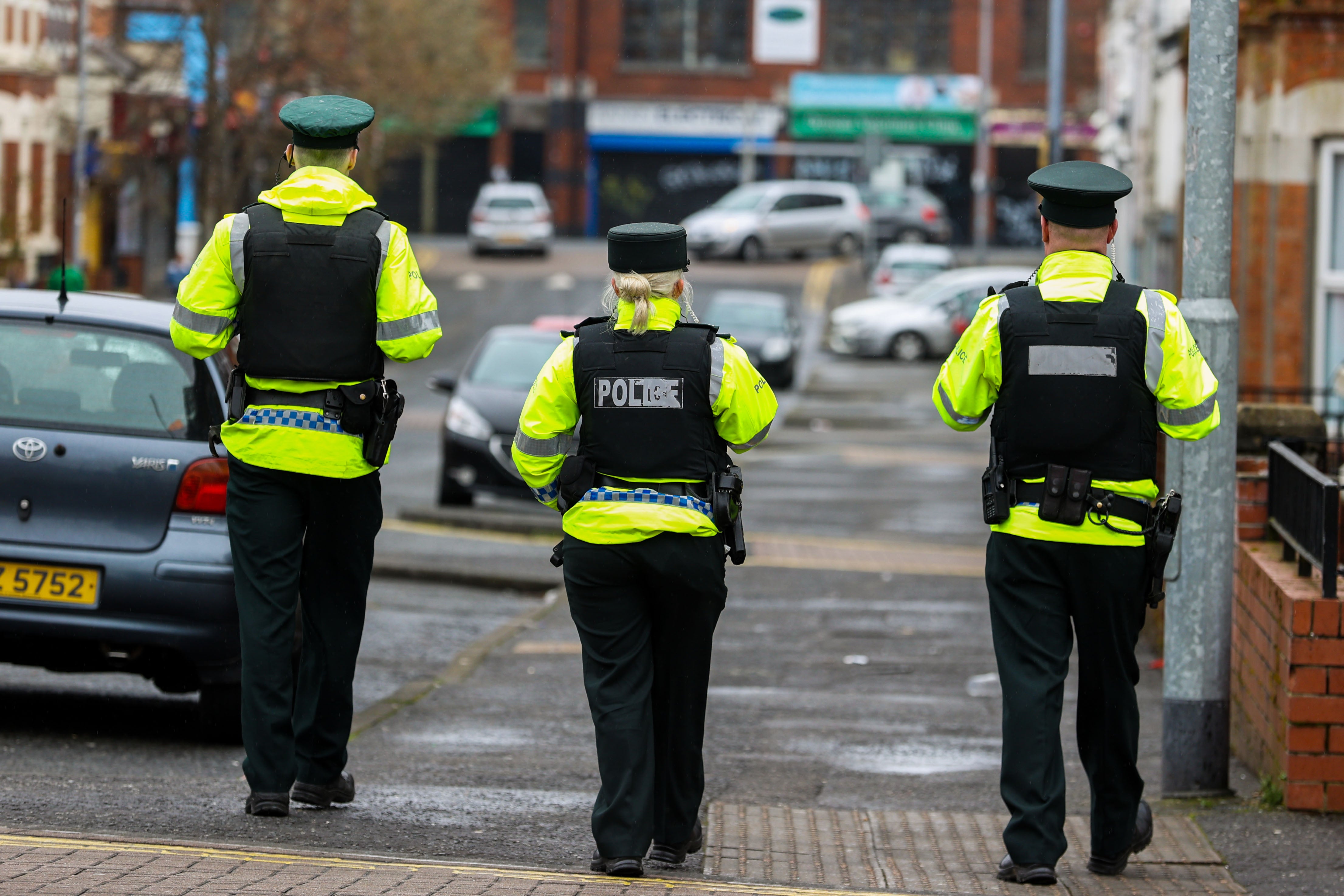 PSNI officers patrol the student area of Belfast known as the Holylands (PA)