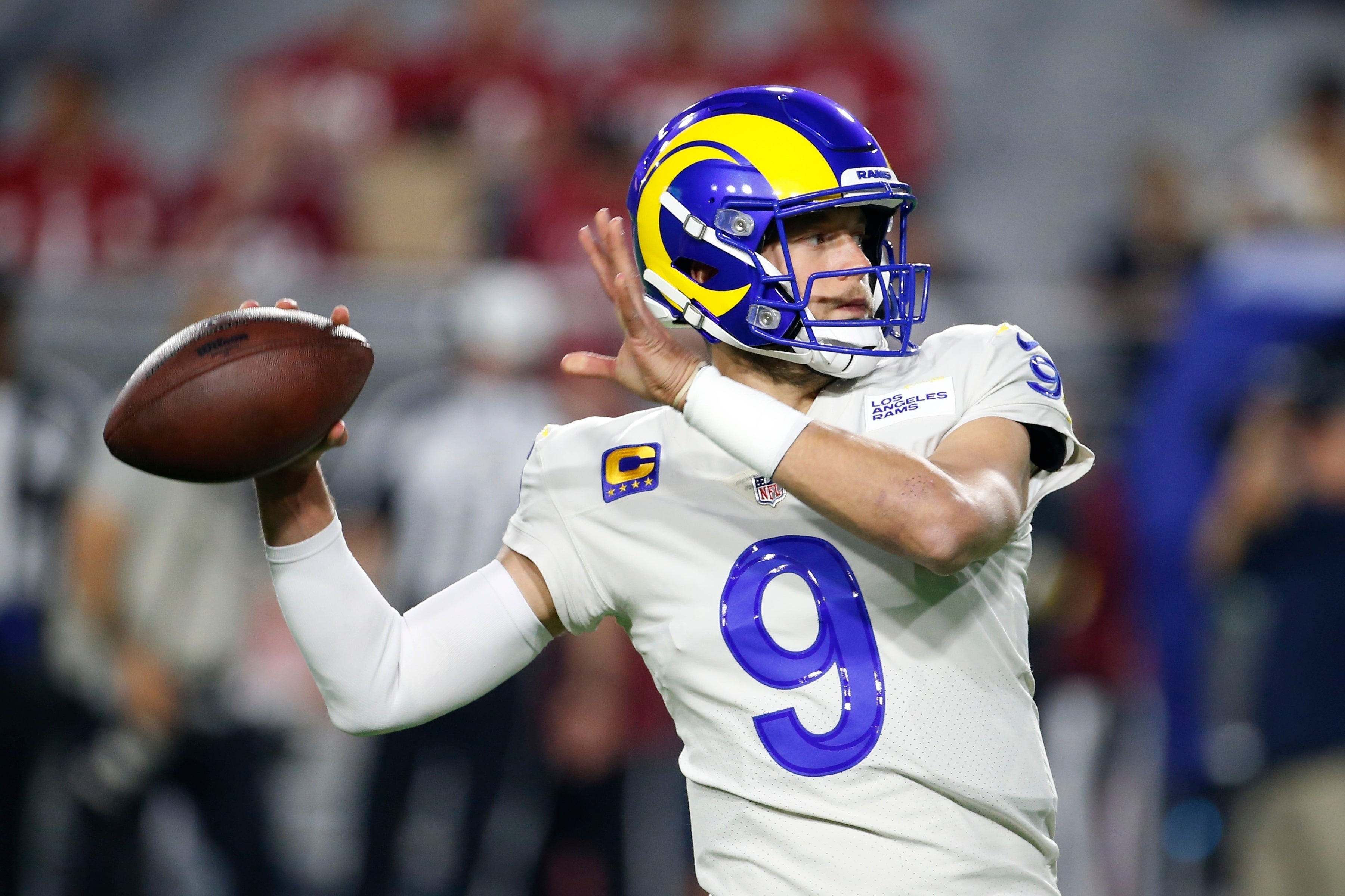 Los Angeles Rams quarterback Matthew Stafford threw for 287 yards and three scores (Ralph Freso/AP)