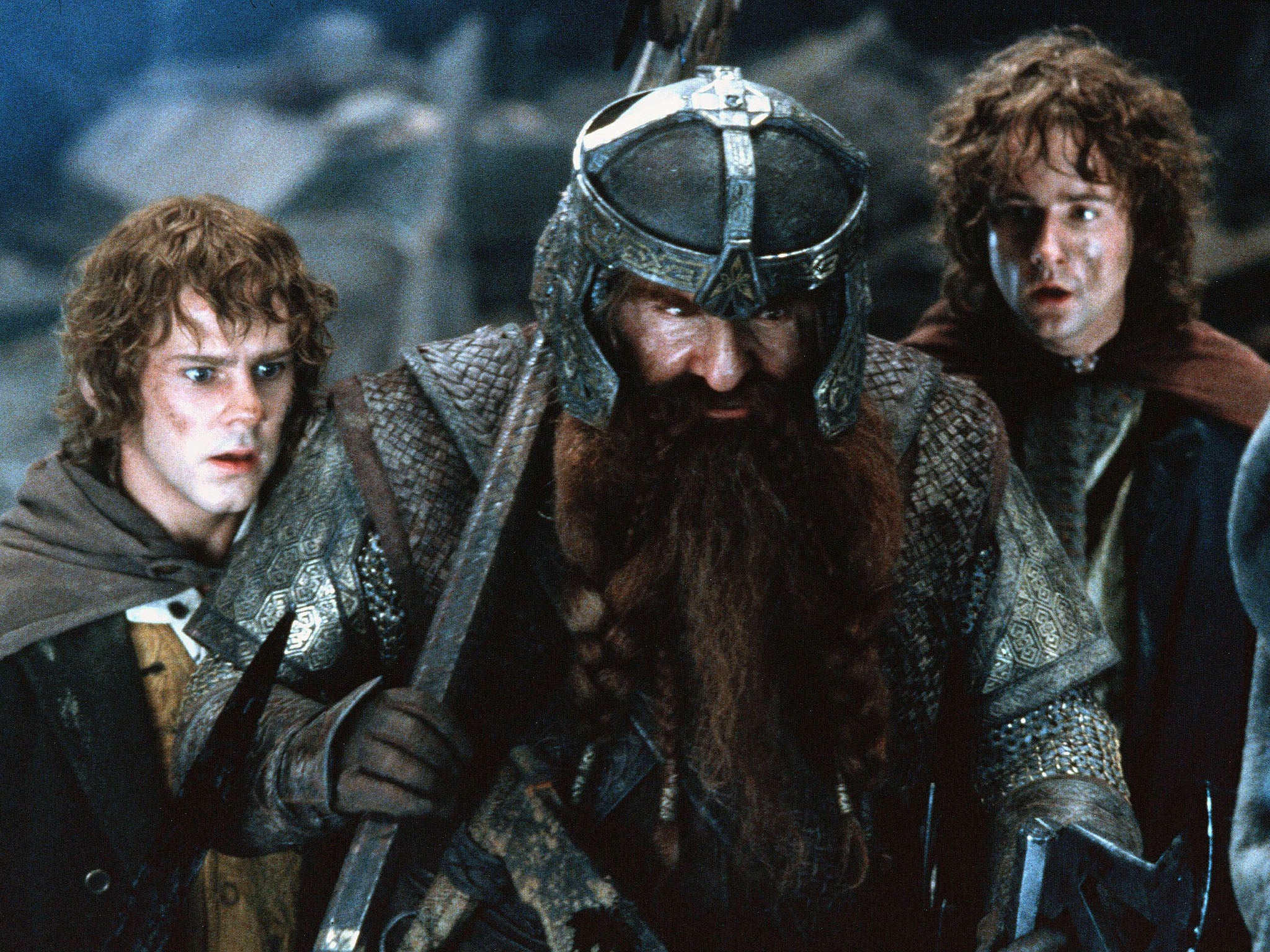 Dominic Monaghan, John Rhys-Davies and Billy Boyd in ‘The Fellowship of the Ring'