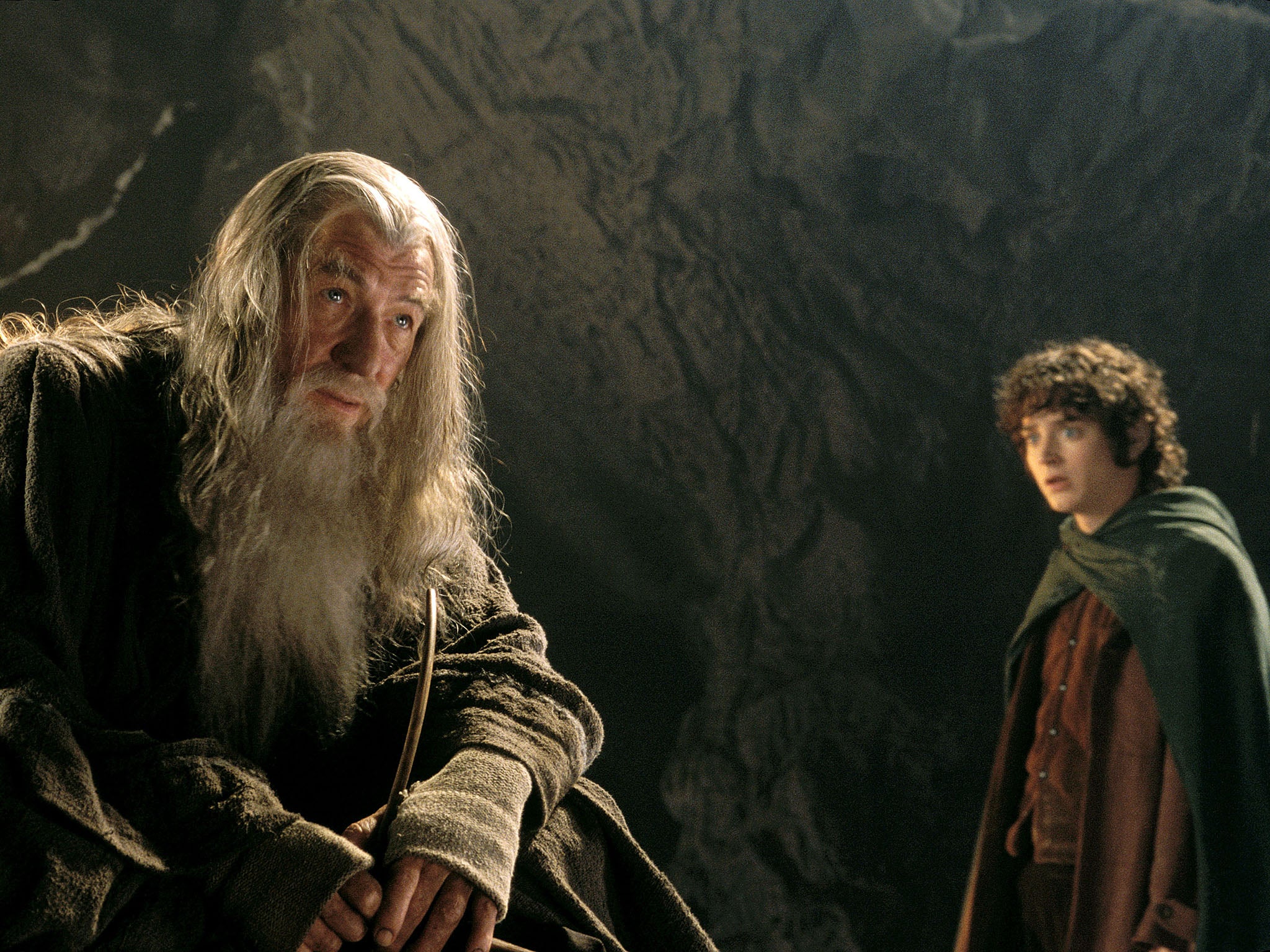 Ian McKellen and Elijah Wood in ‘The Fellowship of the Ring’