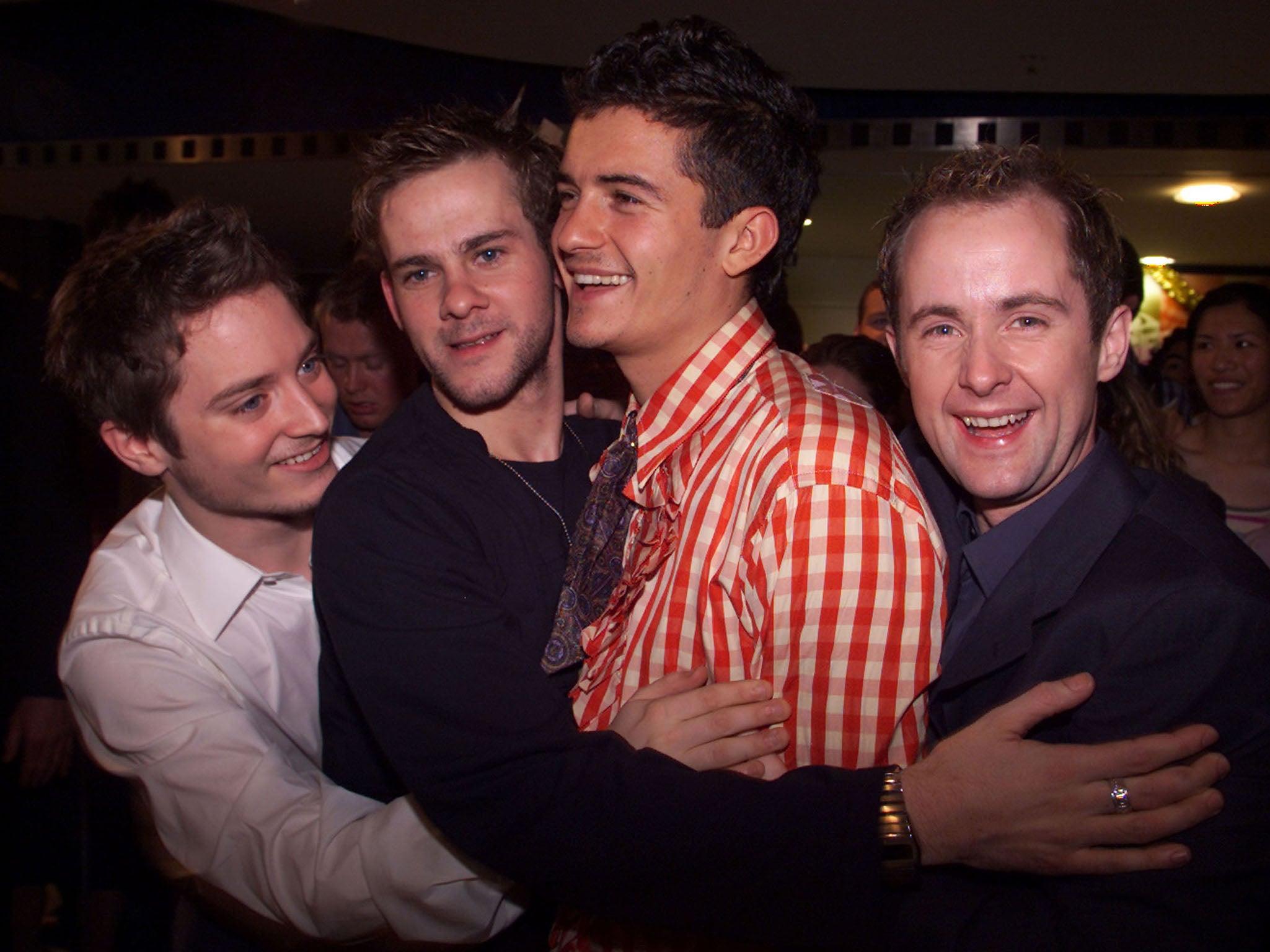 Elijah Wood, Dominic Monaghan, Orlando Bloom and Billy Boyd at the Australian premiere of ‘The Fellowship of the Ring’ in 2001