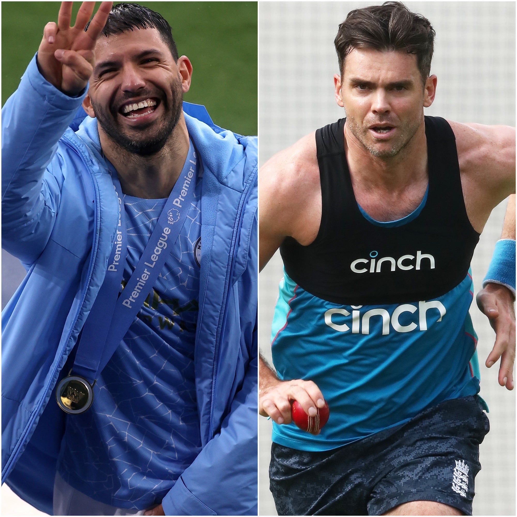 Sergio Aguero and James Anderson (Carl Recine/Jason O’Brien/PA)