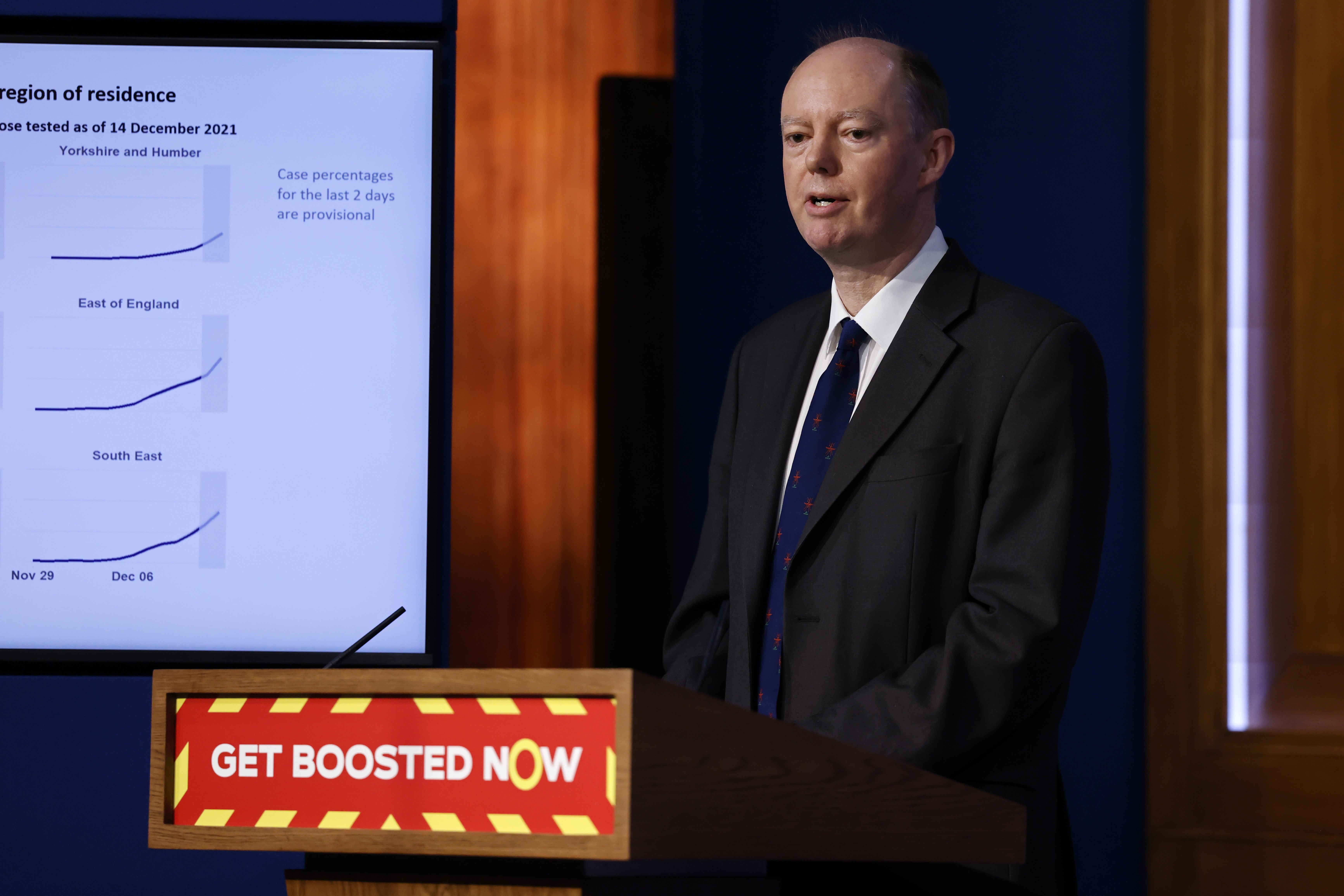 Chief Medical Officer for England Professor Chris Whitty during a media briefing in Downing Street on Covid-19 (PA)