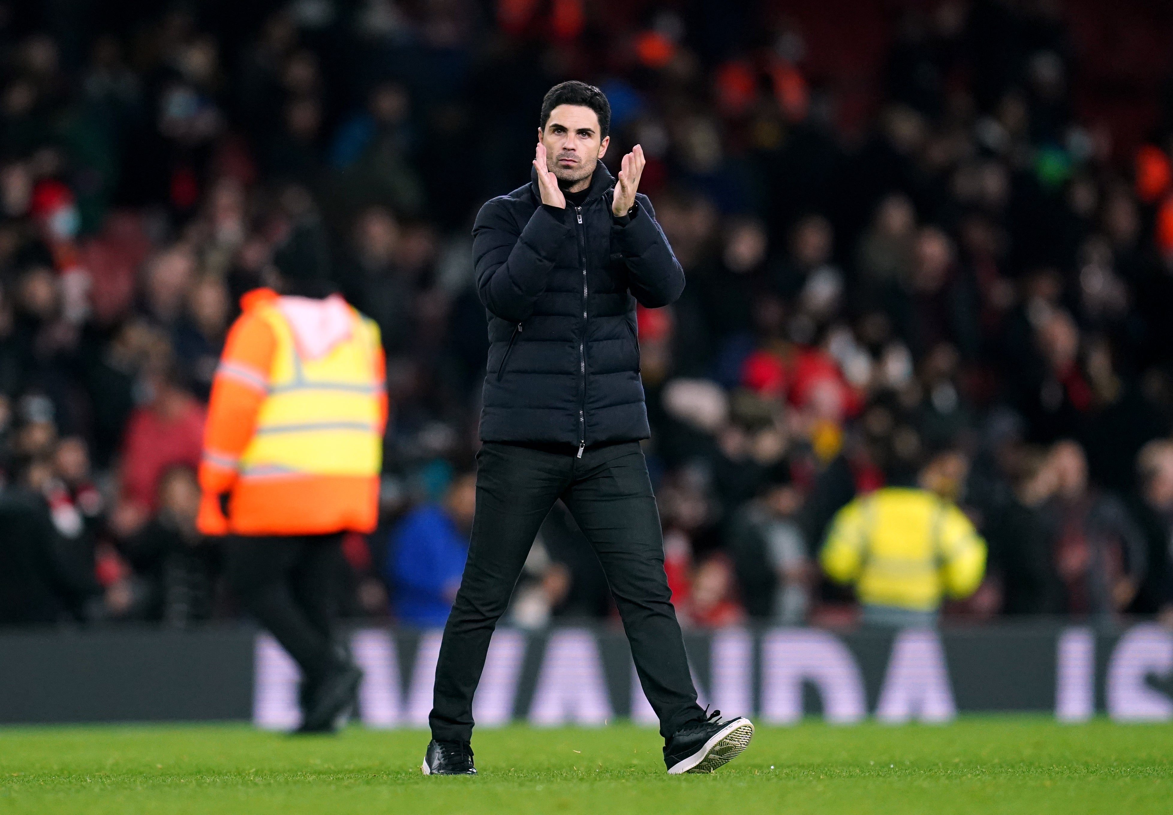 Arsenal manager Mikel Arteta saluted his players after the win over West Ham (Nick Potts/PA)