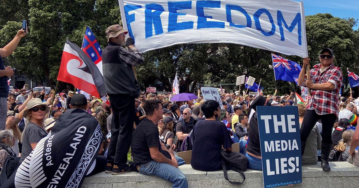 Security measures in Wellington were scaled up as unmasked anti-vaxxers protested against Covid measures