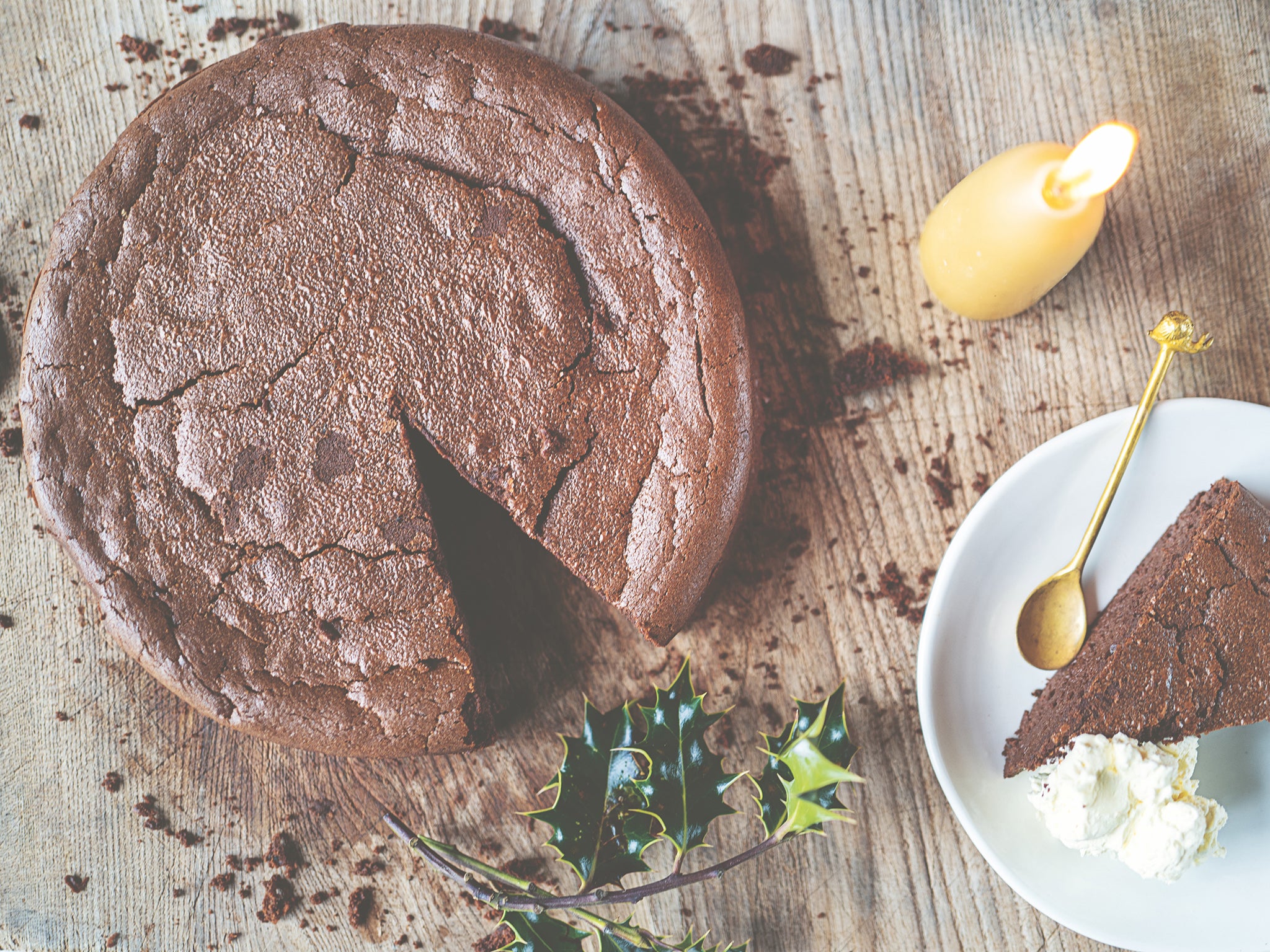 Adding chestnuts gives this cake extra festive flair