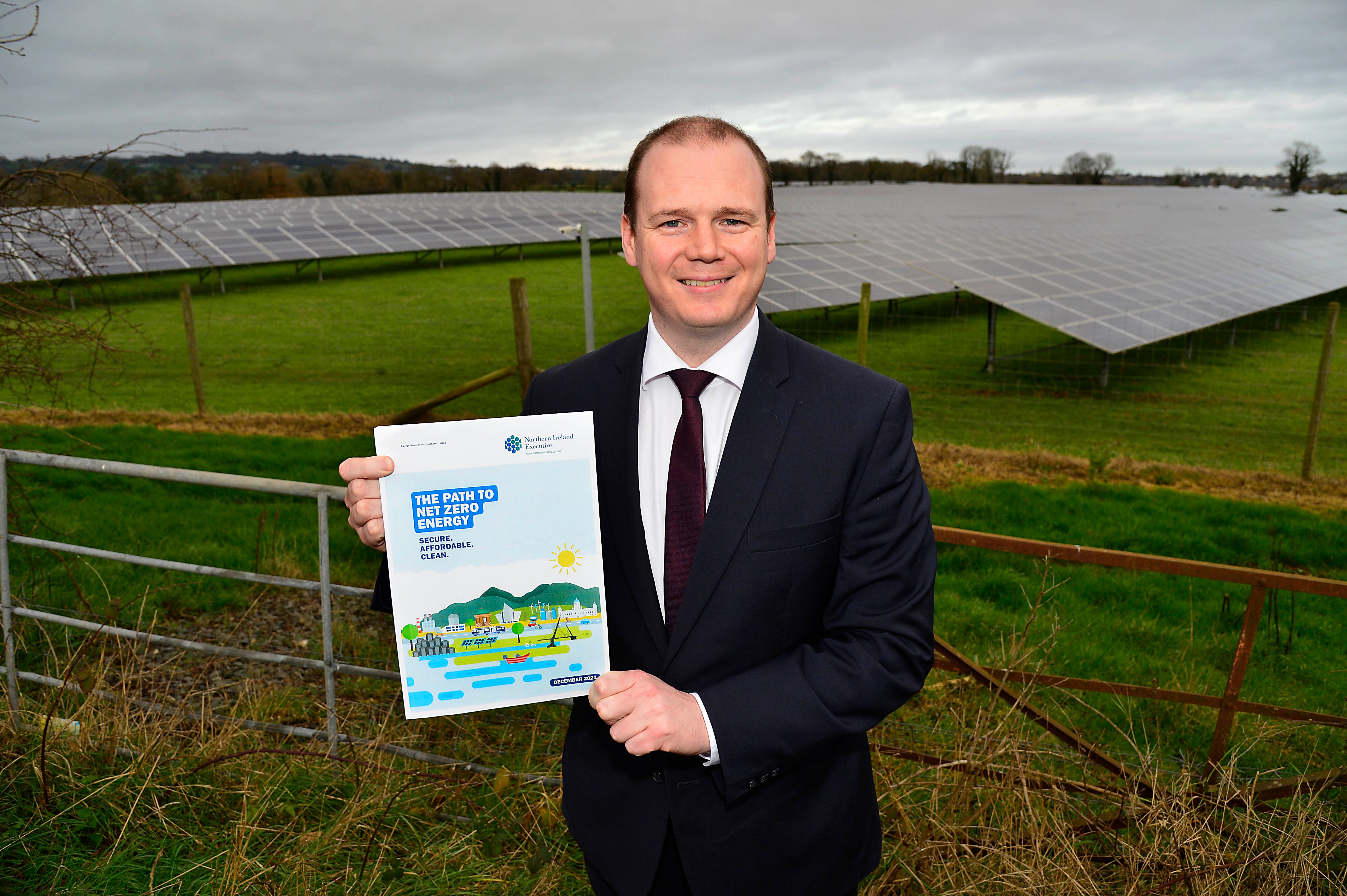 Economy Minister Gordon Lyons has launched the new Path to Net Zero Energy for Northern Ireland (Department for the Economy/PA)