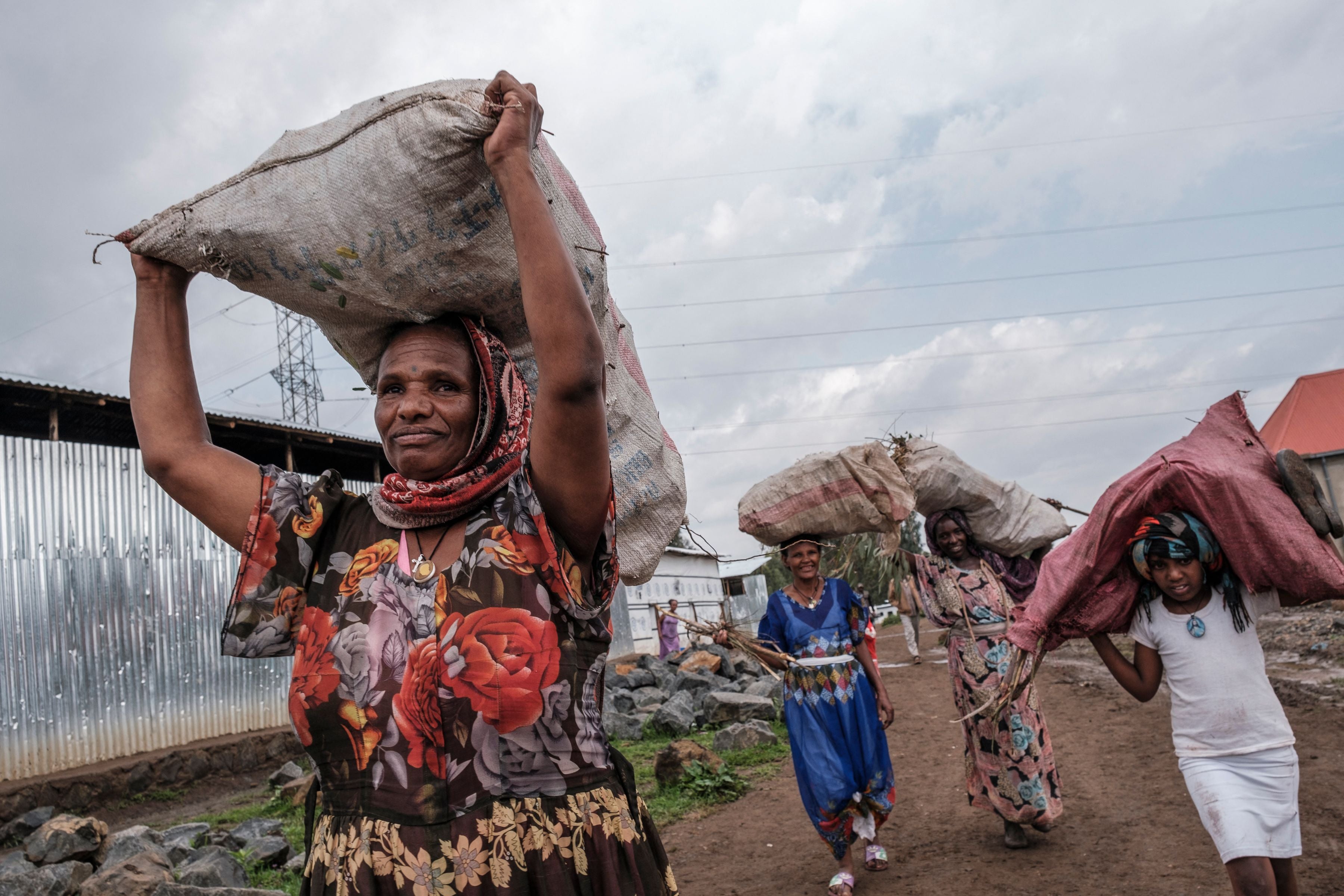 Eritrean refugees at a camp in Azezo, Ethiopia, after being forced out of Tigray