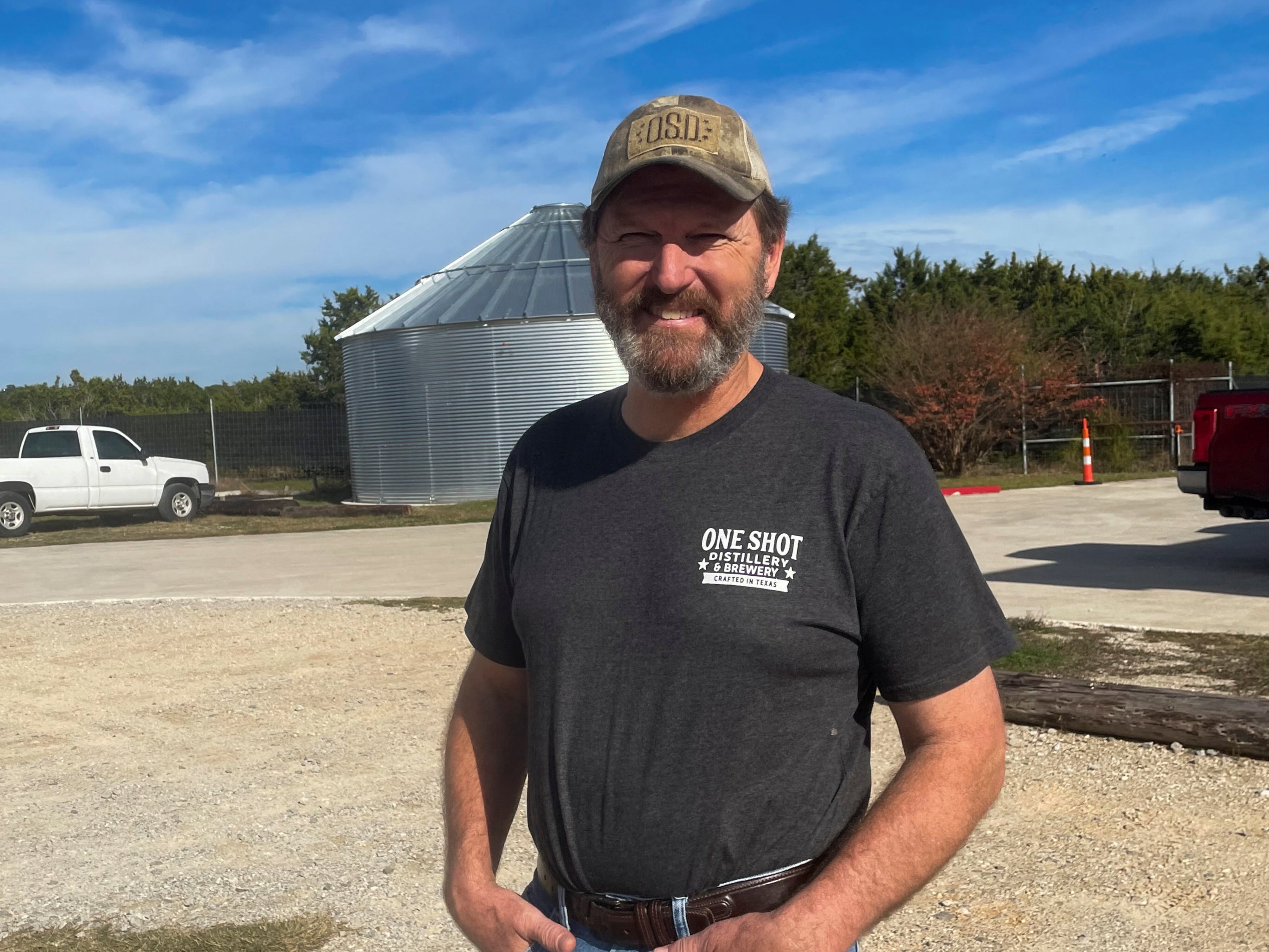 Retired Colonel in the Army Reserves, Phil Waldron, poses for a photo at his distillery, One Shot Distillery and Brewery, in Dripping Springs, Texas