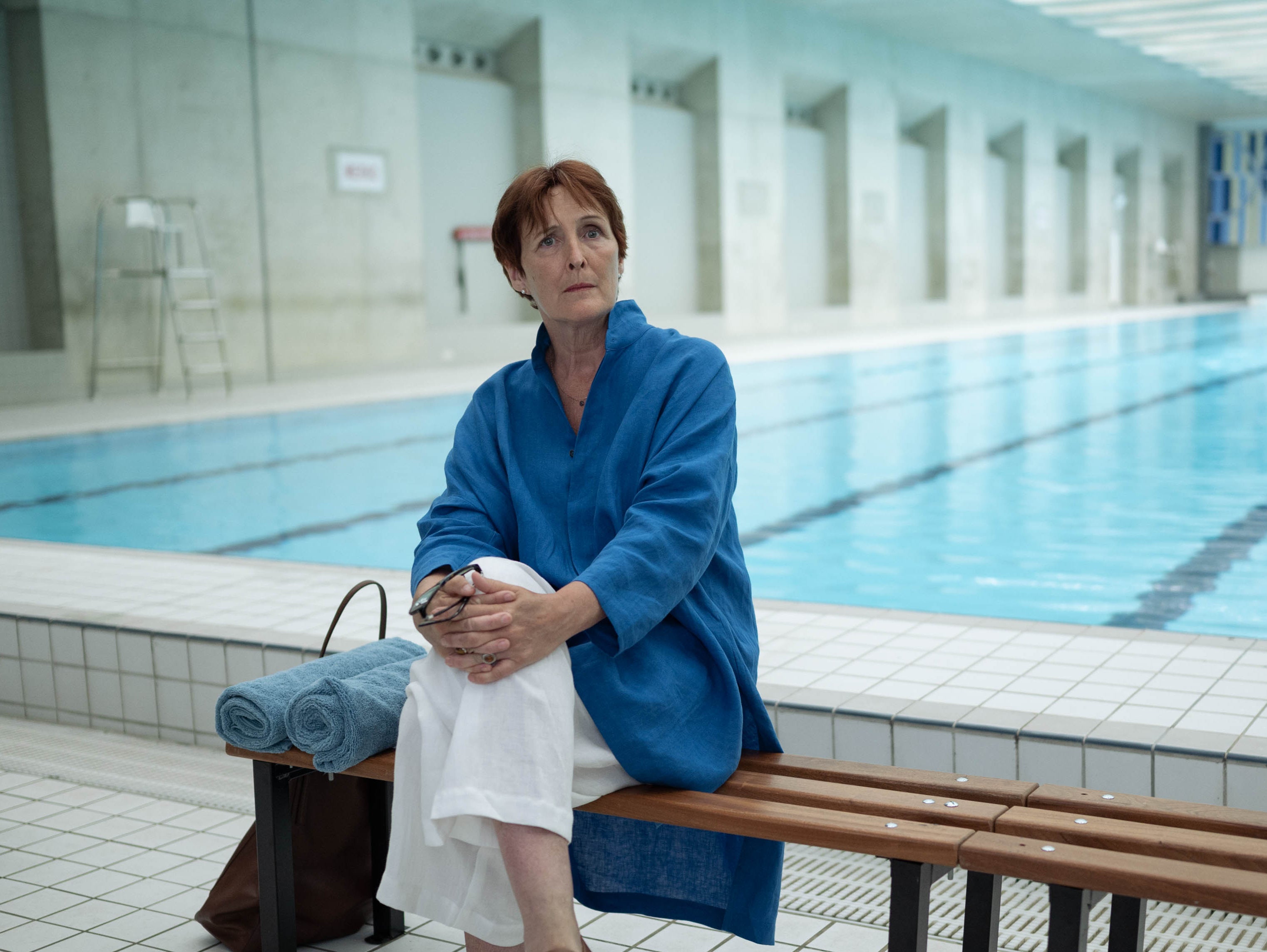 Fiona Shaw contemplating a dip