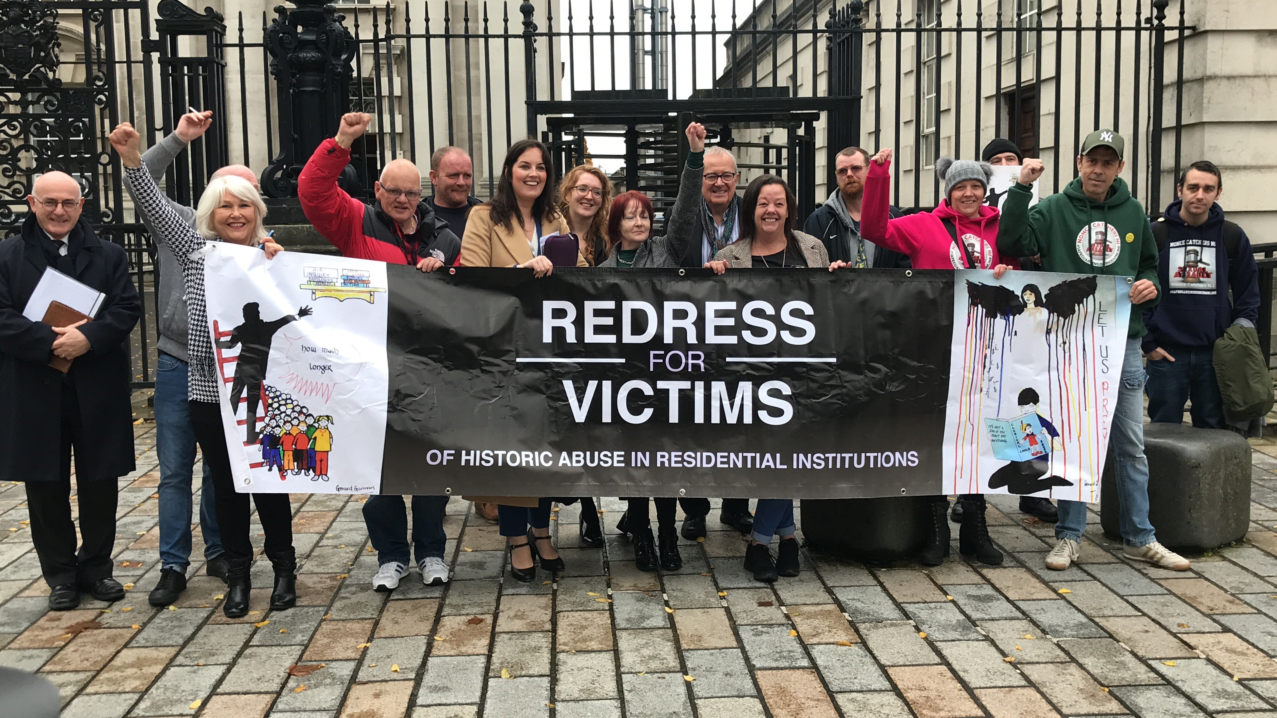 Survivors of historical institutional abuse celebrate outside the Court of Appeal after a ruling in their favour (PA)