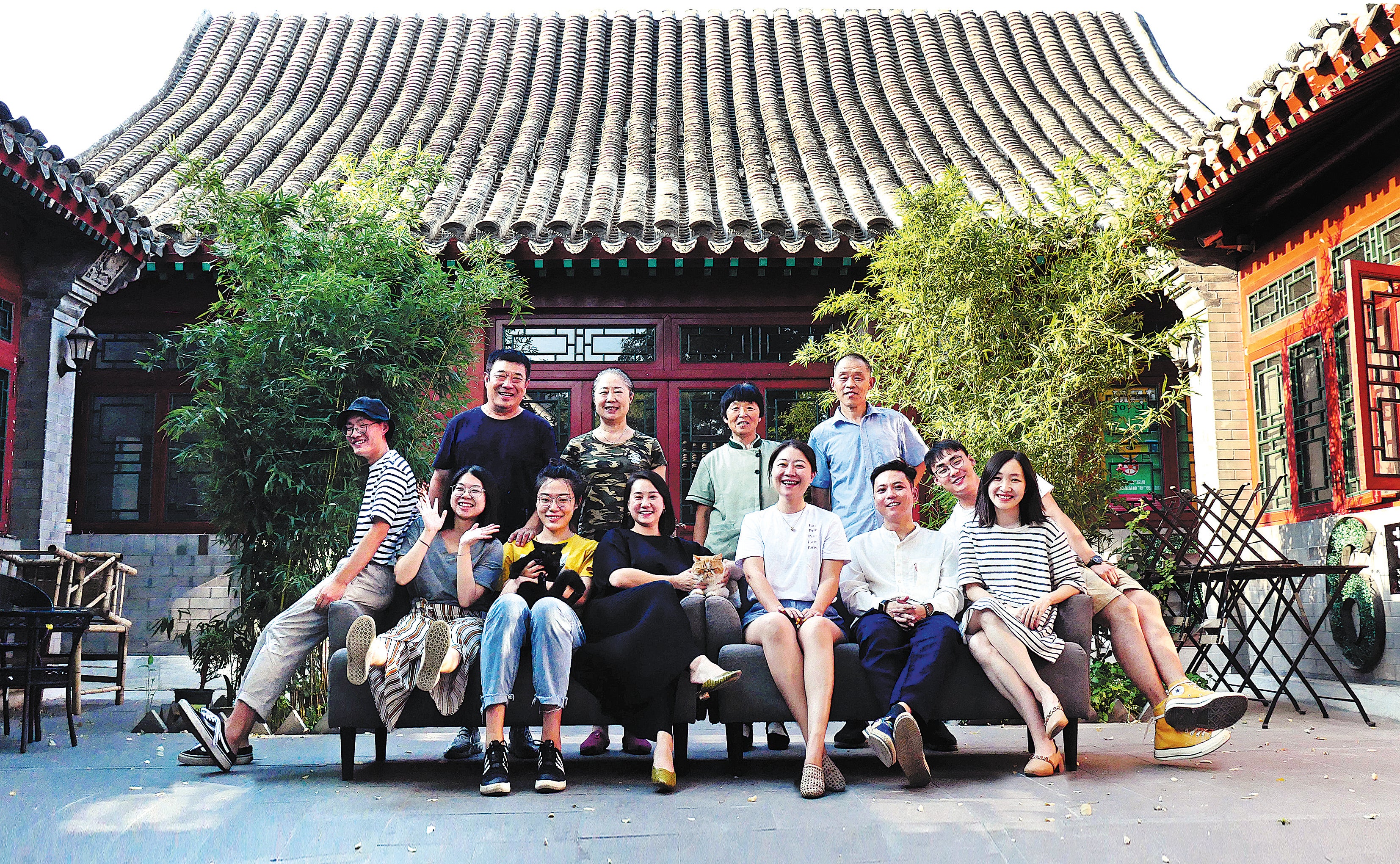 A group photo of Niu Ruixue (fifth from left, front row) and the rest of the team from 27 Yard in Beijing