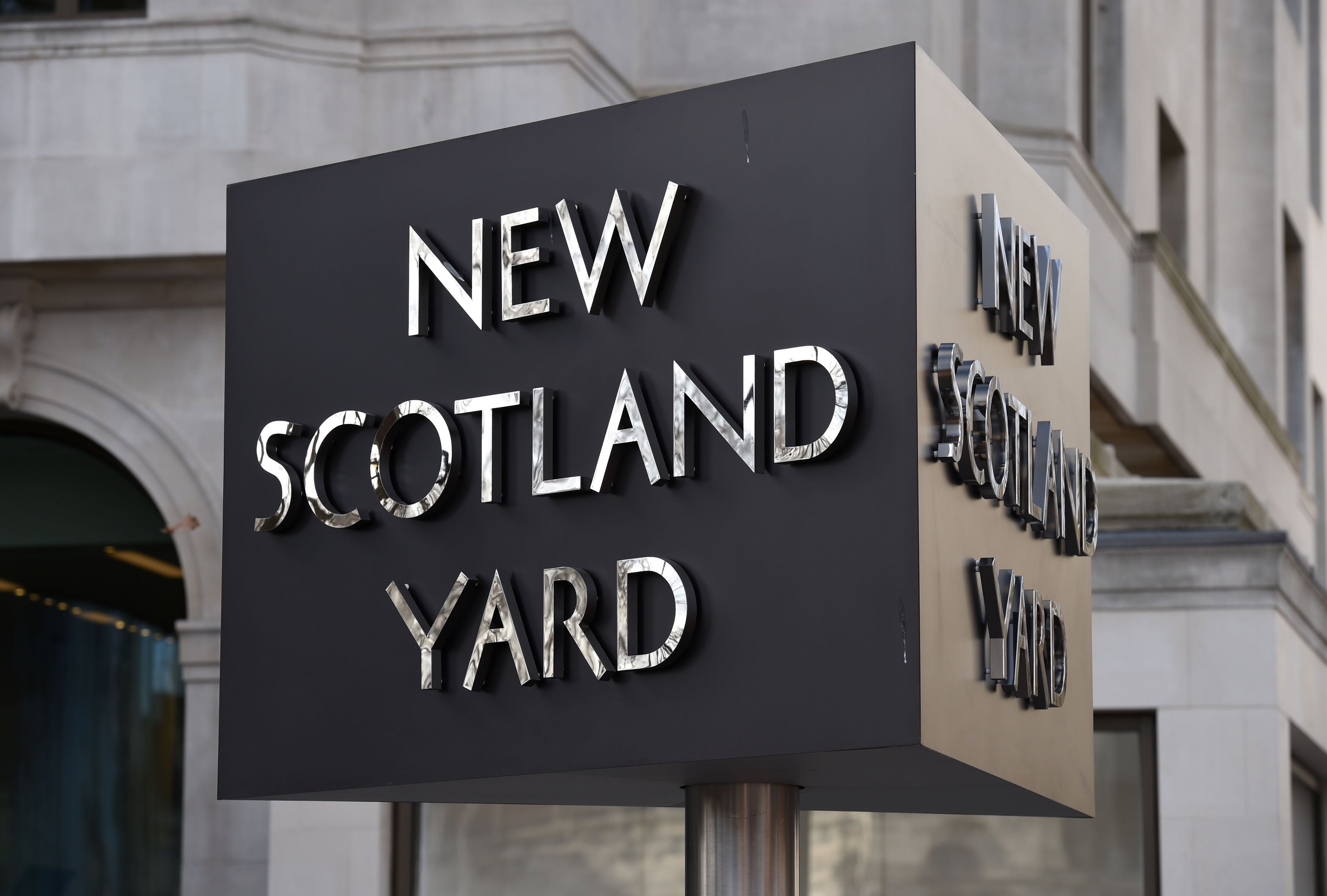 New Scotland Yard sign outside the headquarters of the Metropolitan Police (Kirsty O’Connor/PA)