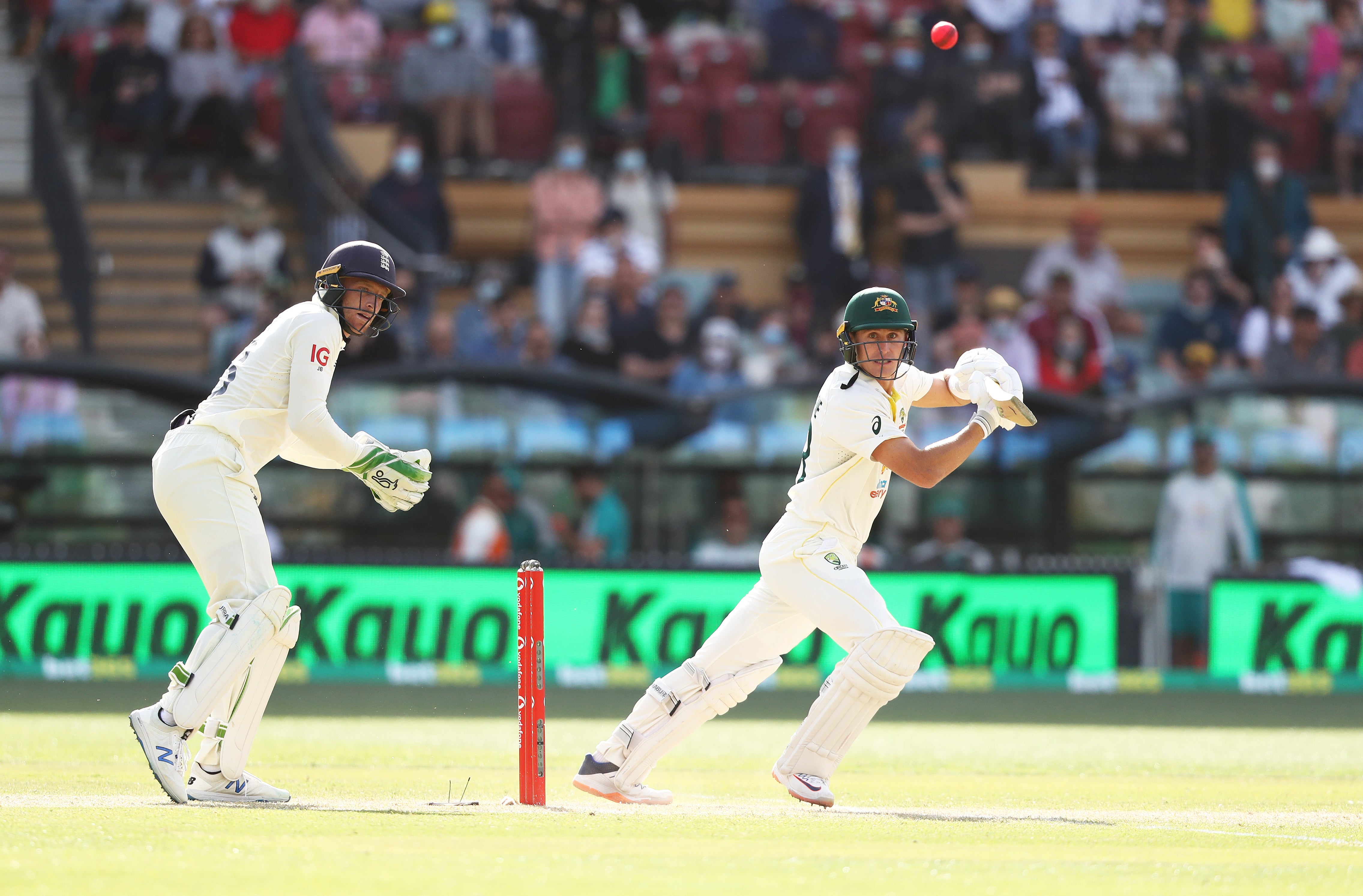 Marnus Labuschagne’s half-century helped Australia set England an imposing target (Jason O’Brien/PA)