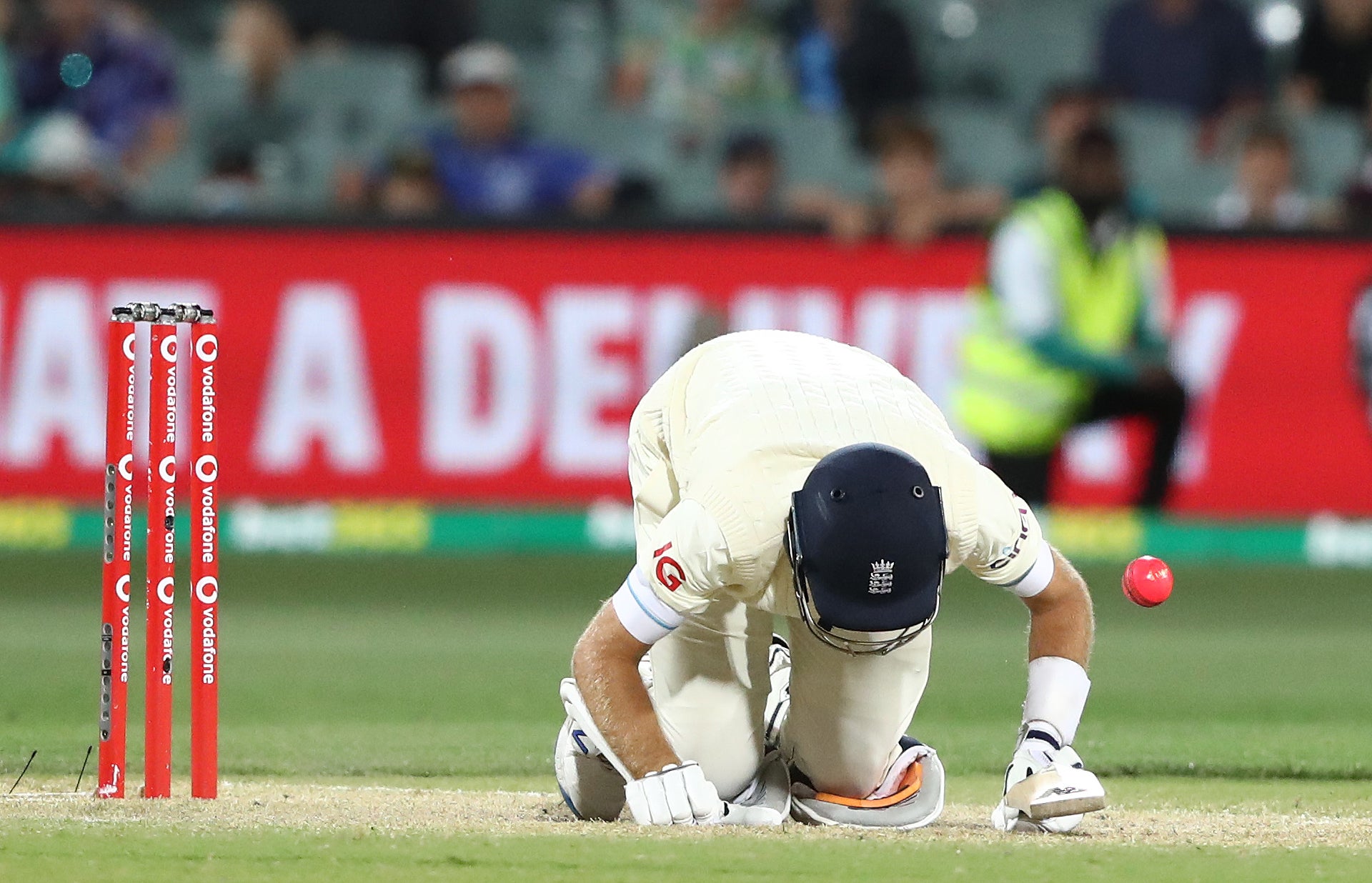 Joe Root was struck a painful blow as England slid towards defeat in the second Test (Jason O’Brien/PA)