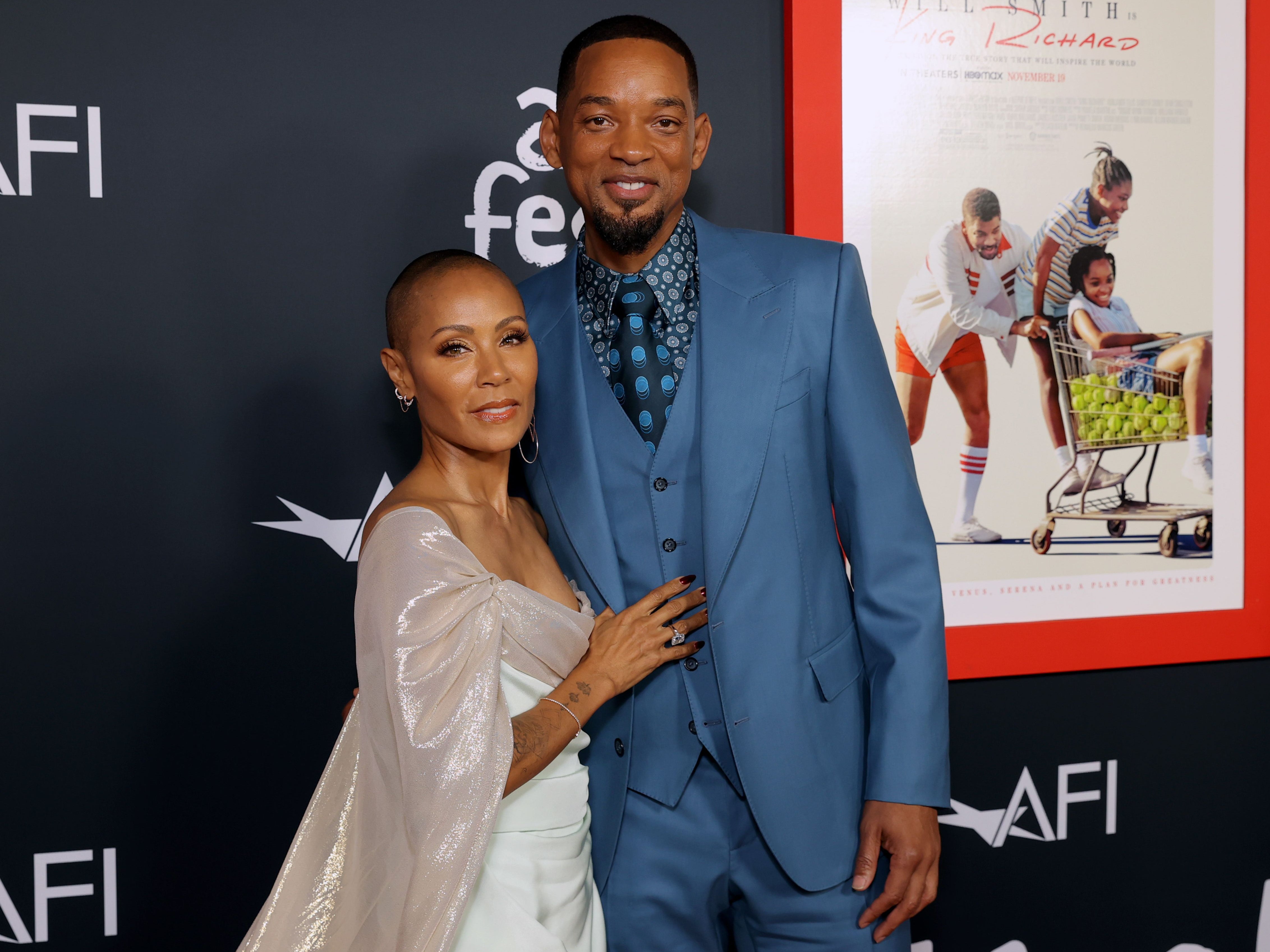 Jada Pinkett Smith and Will Smith attend the premiere of ‘King Richard’ on 14 November 2021 in Hollywood, California