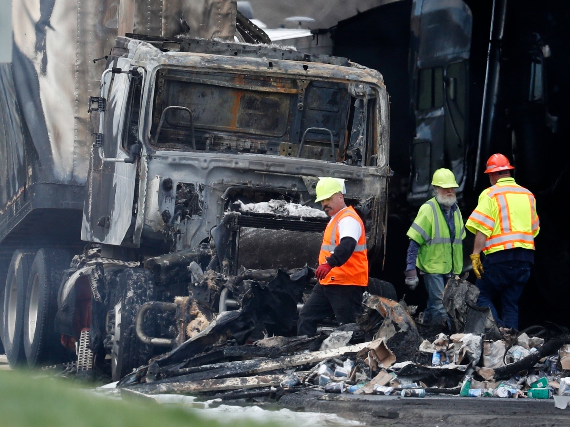 The aftermath of the crash along Interstate 70 in Lakewood, Colorado, in April 2019