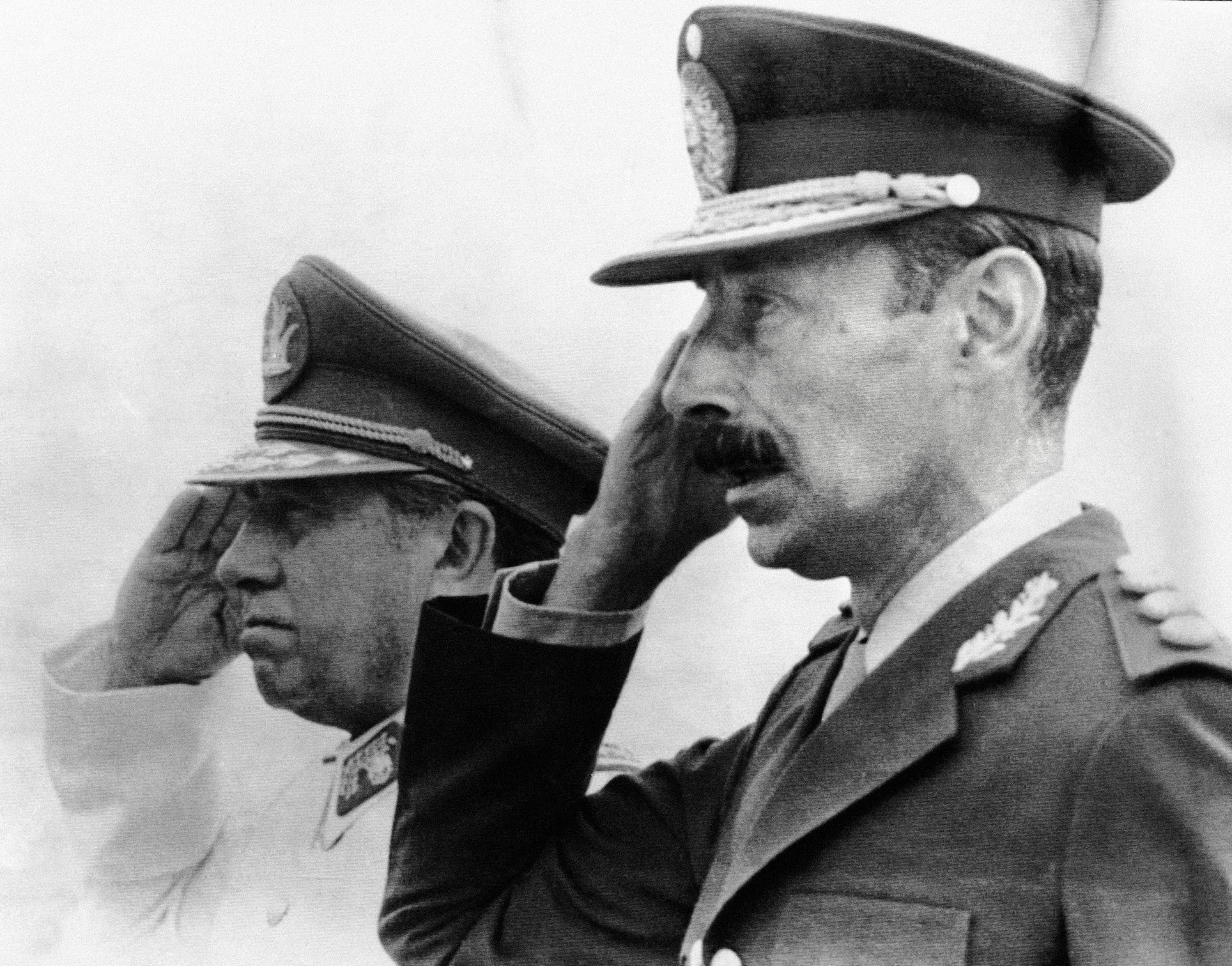 Chilean dictator general Augusto Pinochet (left) and his Argentine counterpart general Jorge Videla