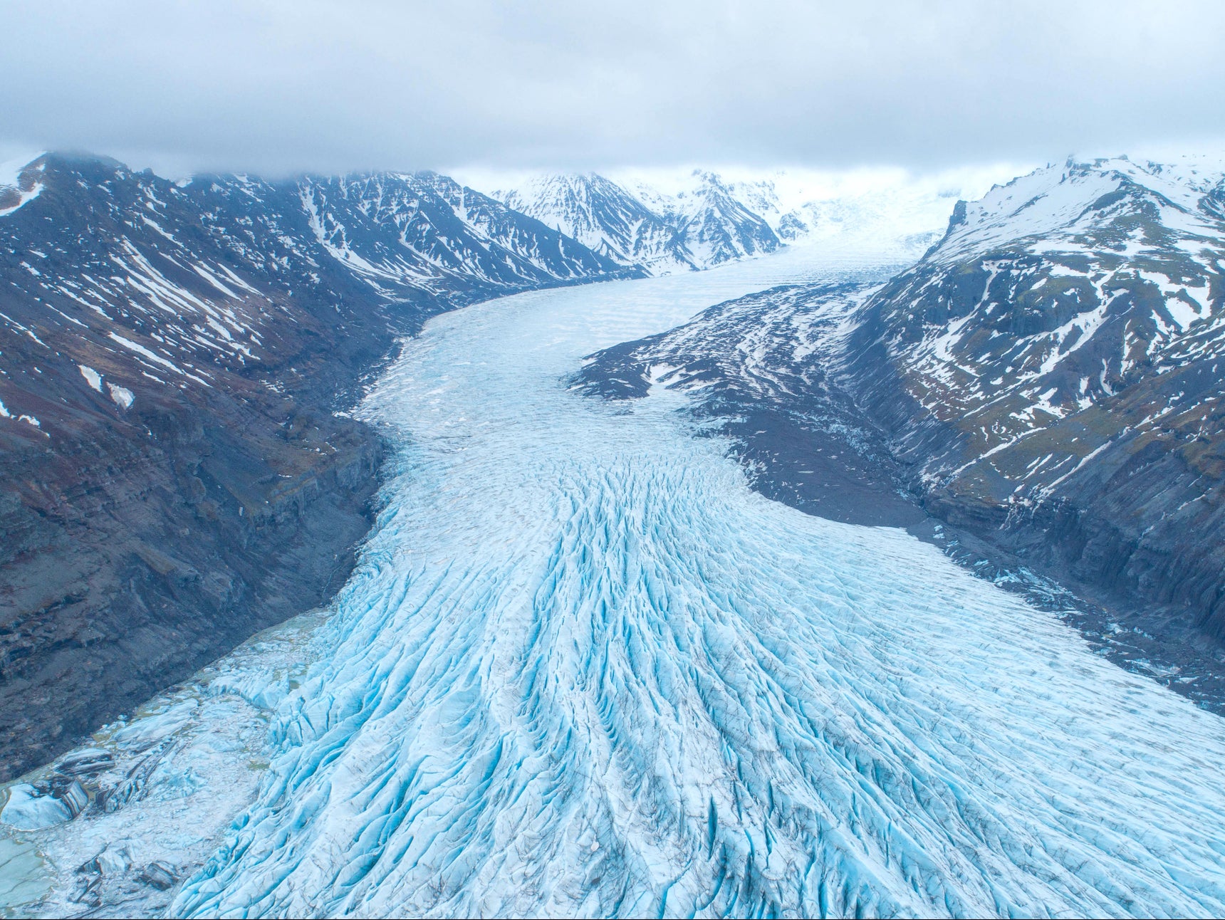 A glacier in Iceland. New research suggests weathering caused by glaciers’ movement could be causing a fall in oxygen levels