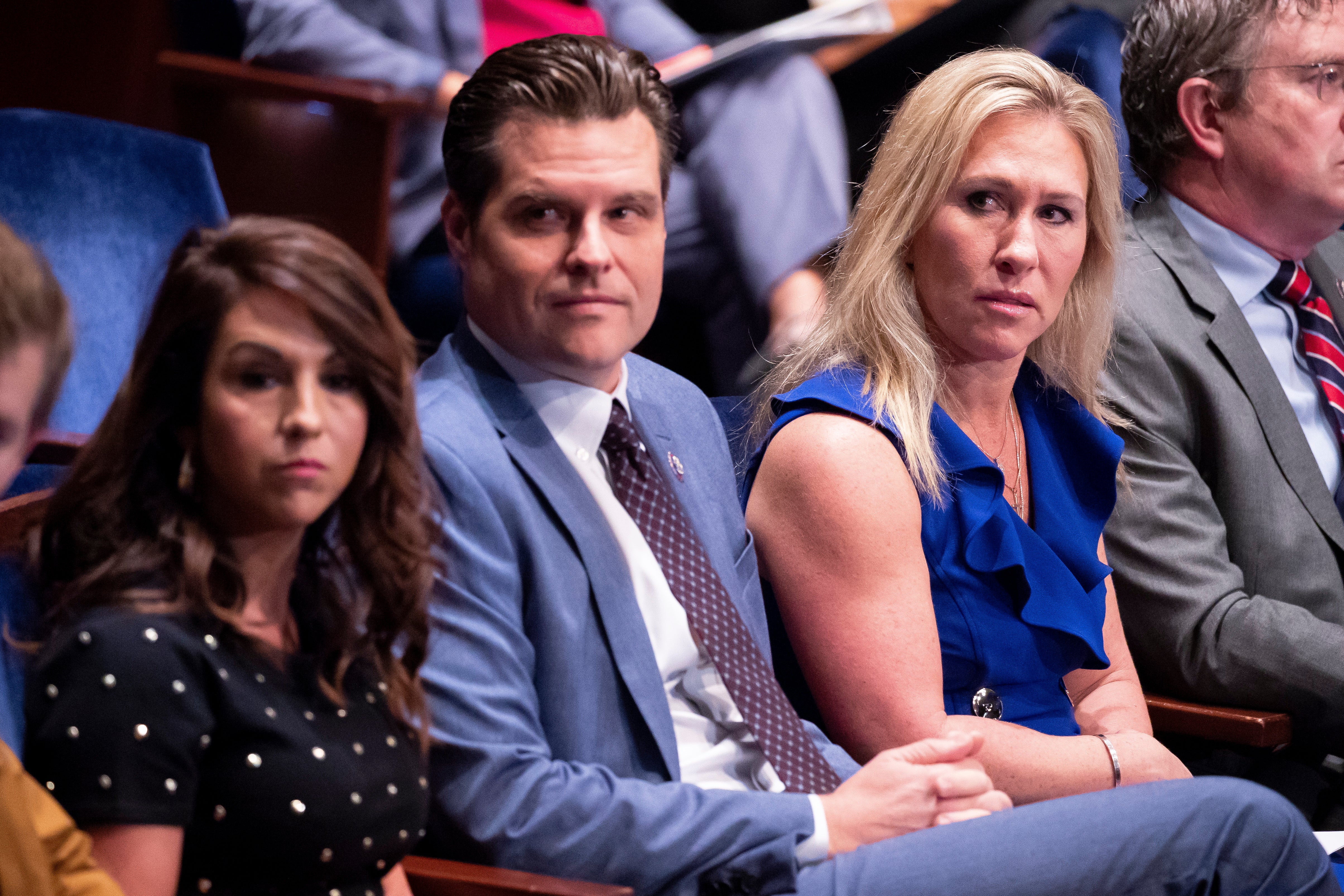 Lauren Boebert (left), Matt Gaetz and Marjorie Taylor Greene