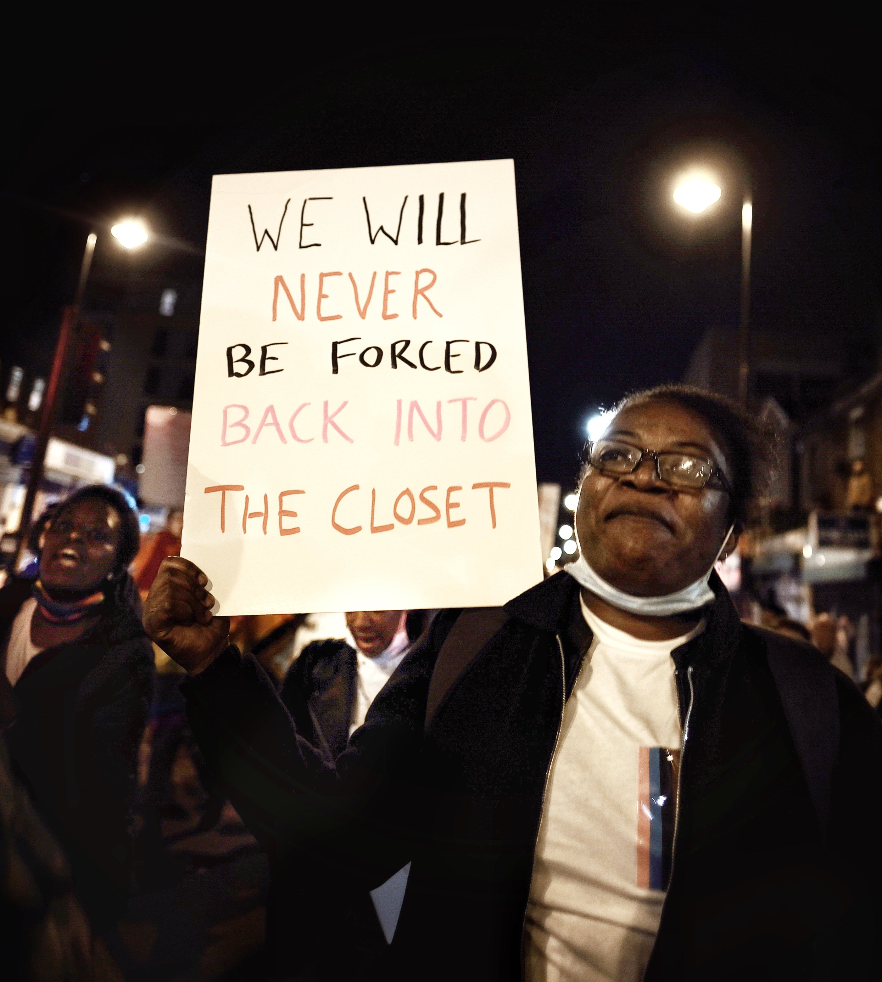 Protesters at the second Queer Night Pride marching to Gillett Square in East London