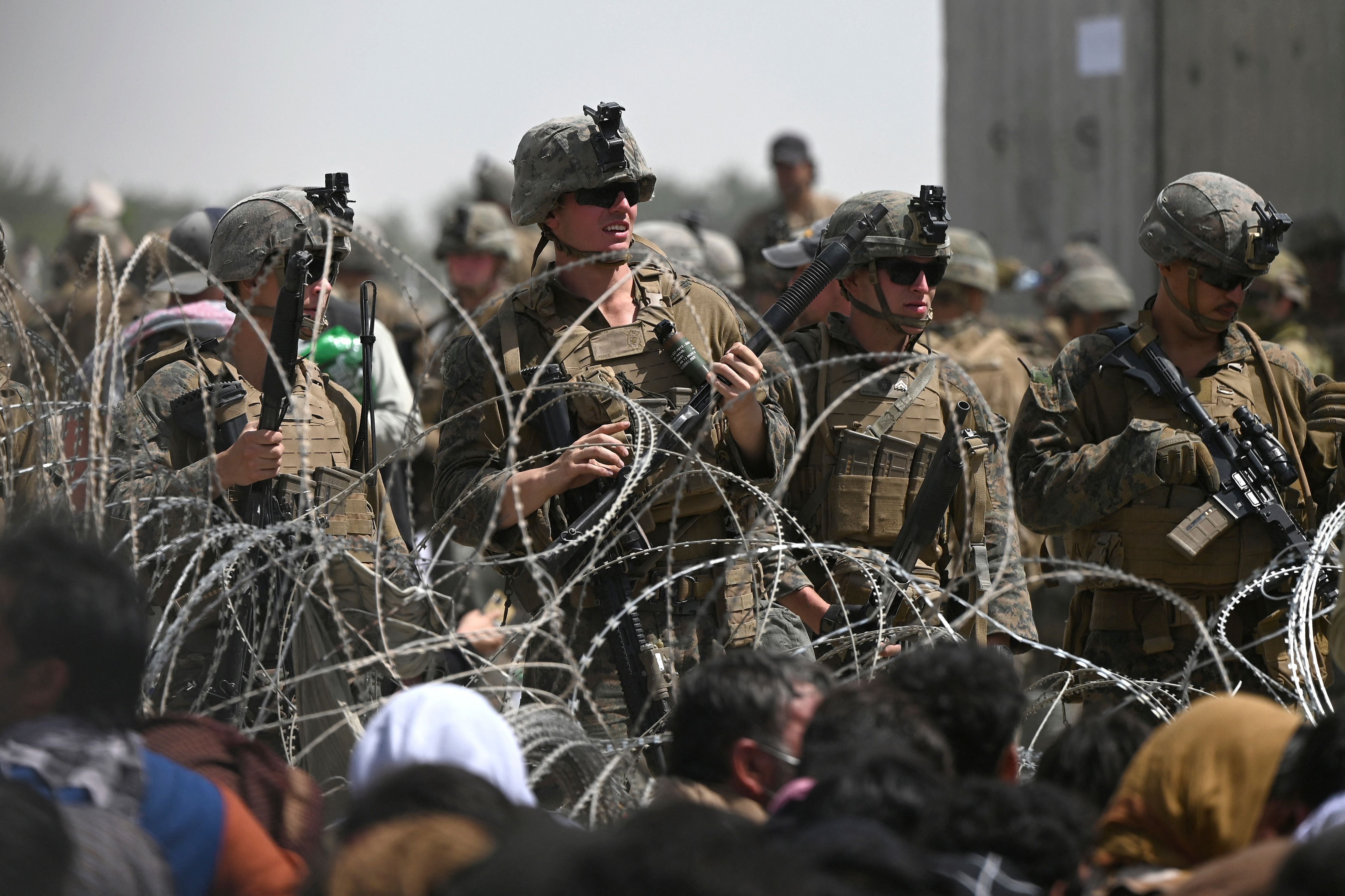 US soldiers during the evacuation from Kabul Airport in Afghanistan