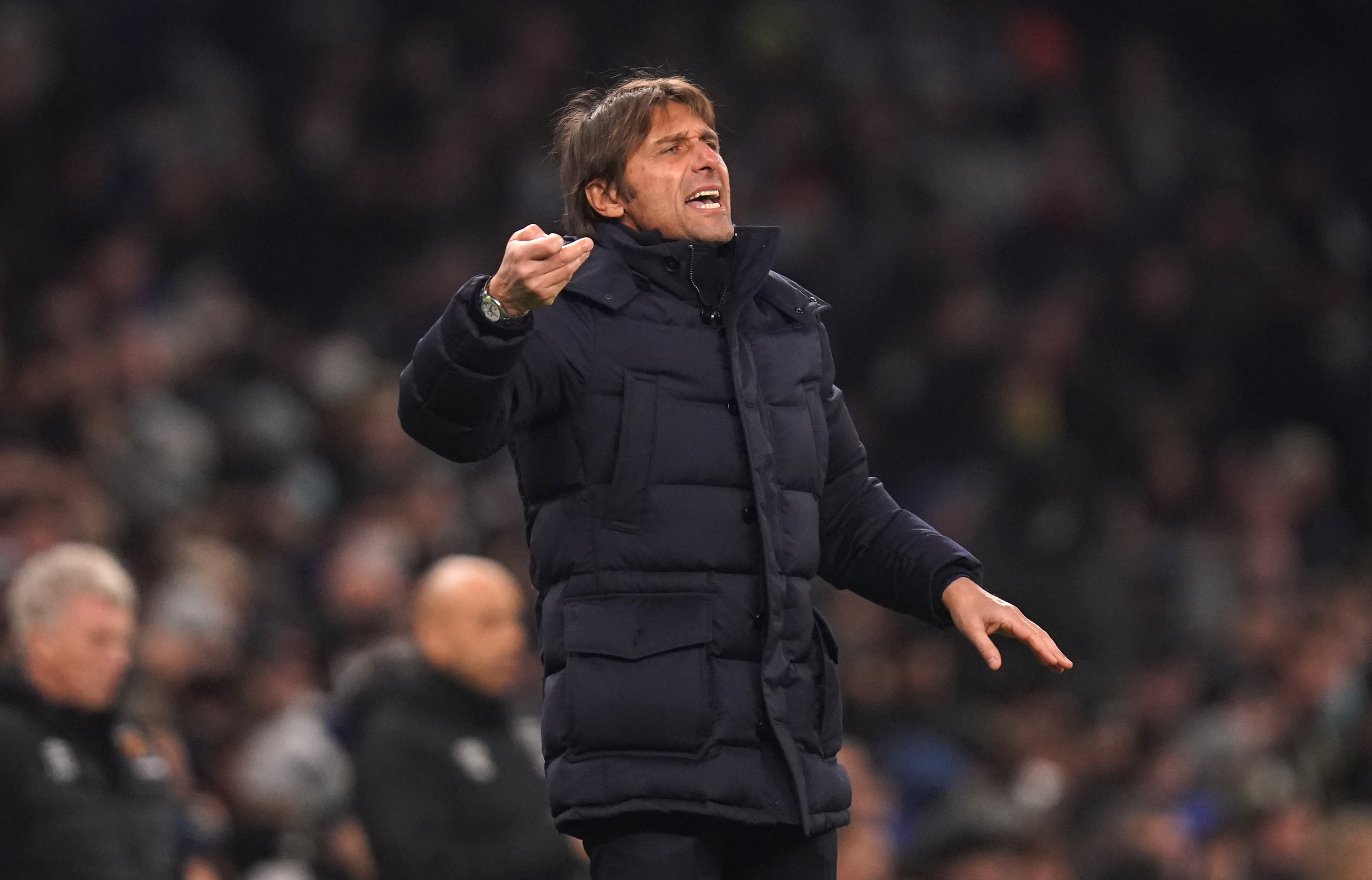 Tottenham manager Antonio Conte on the touchline during the match with West Ham (Adam Davy/PA)