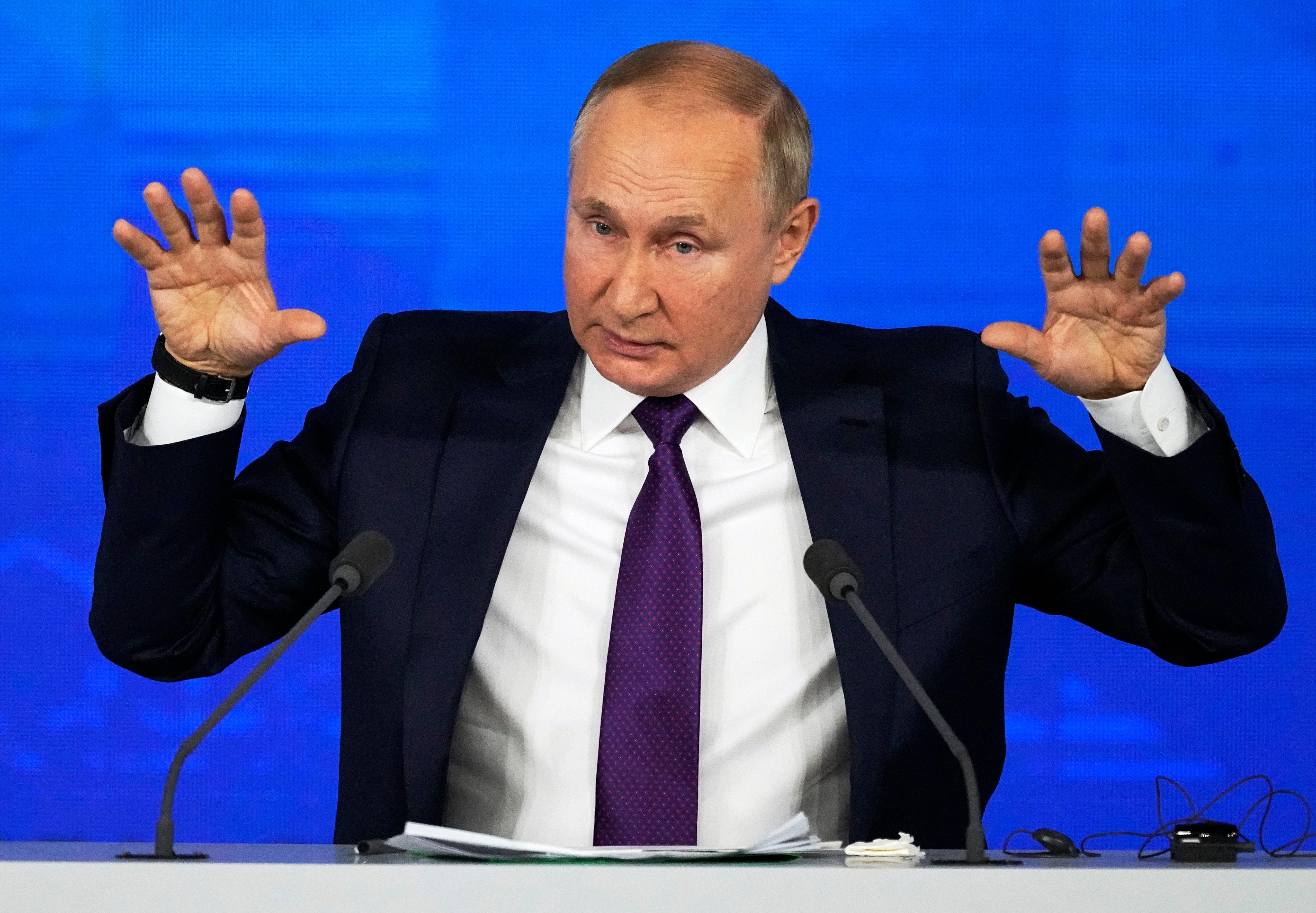 Vladimir Putin during his annual news conference in Moscow