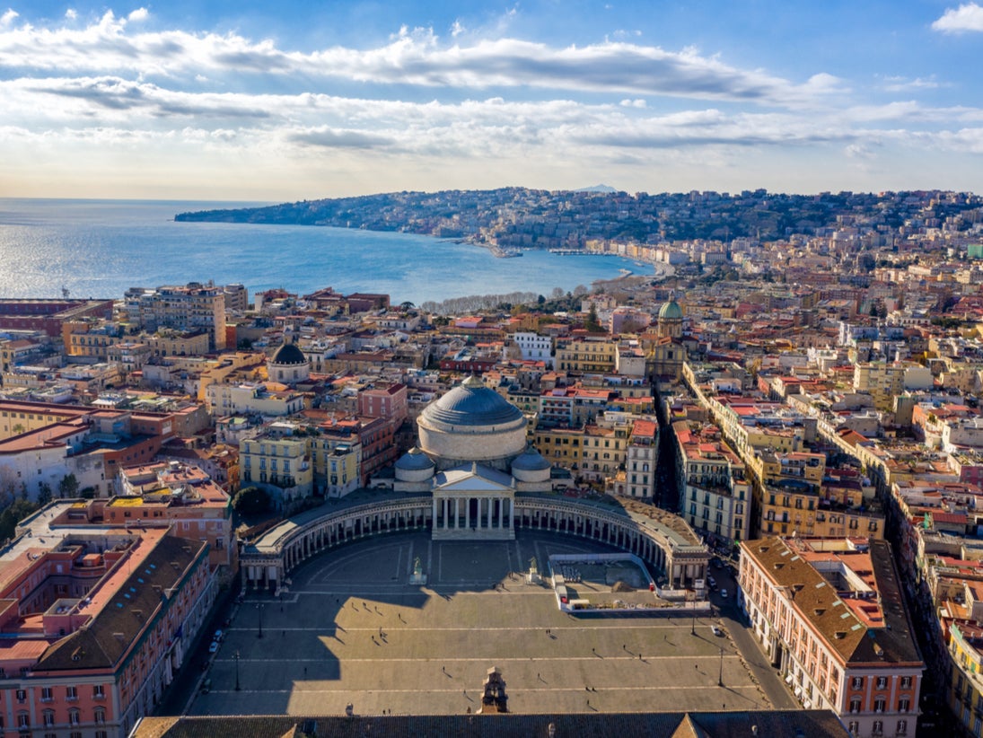 An aerial view of Naples from Piazza del Plebiscito