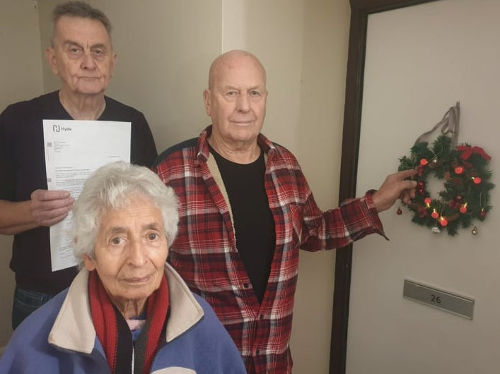 John Allan, Brian Goldsack and Wilhelmina Rijshouver are upset over the letter sent by Hyde Housing