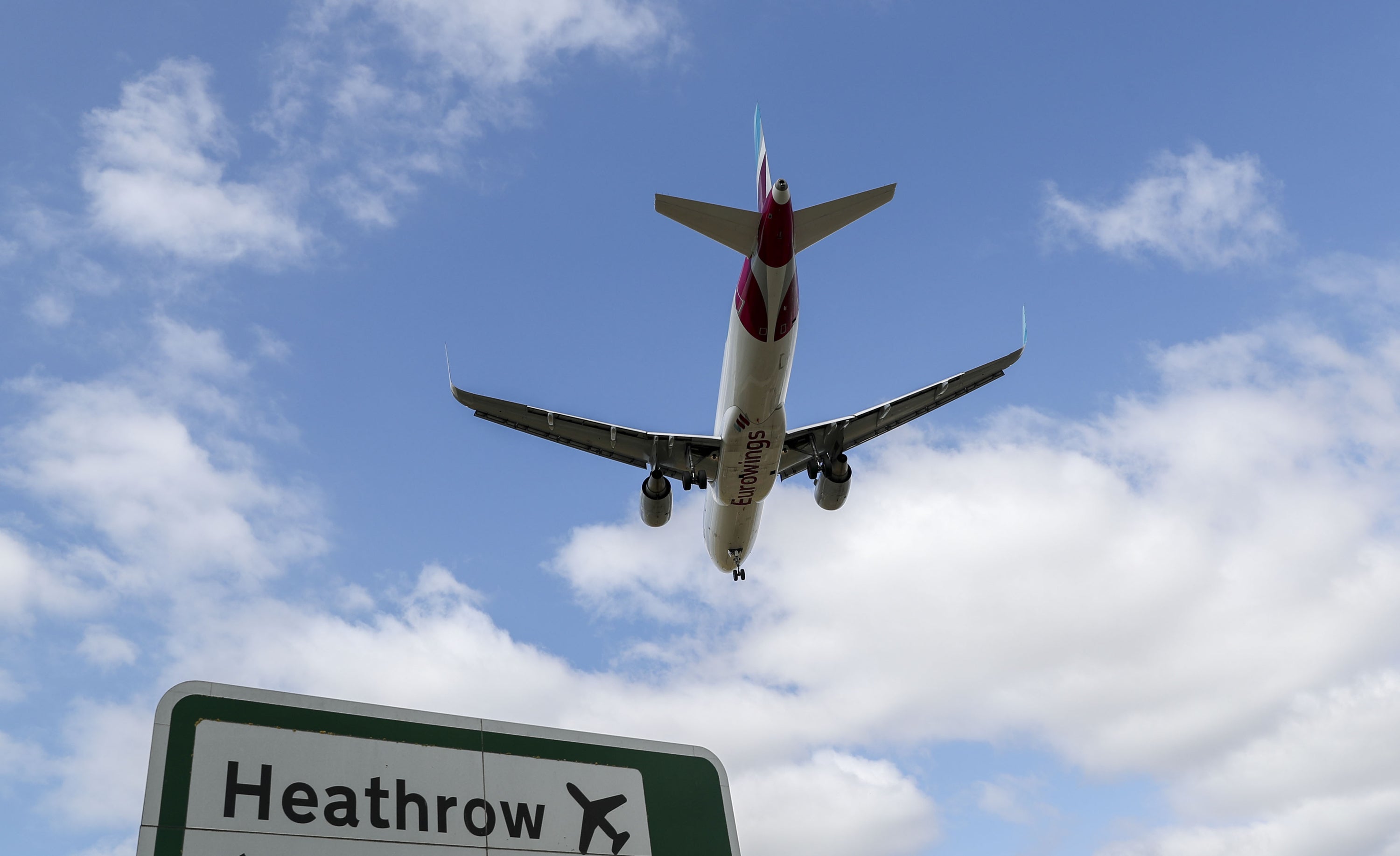 A Eurowings plane landing at Heathrow airport in London (Steve Parsons/PA)