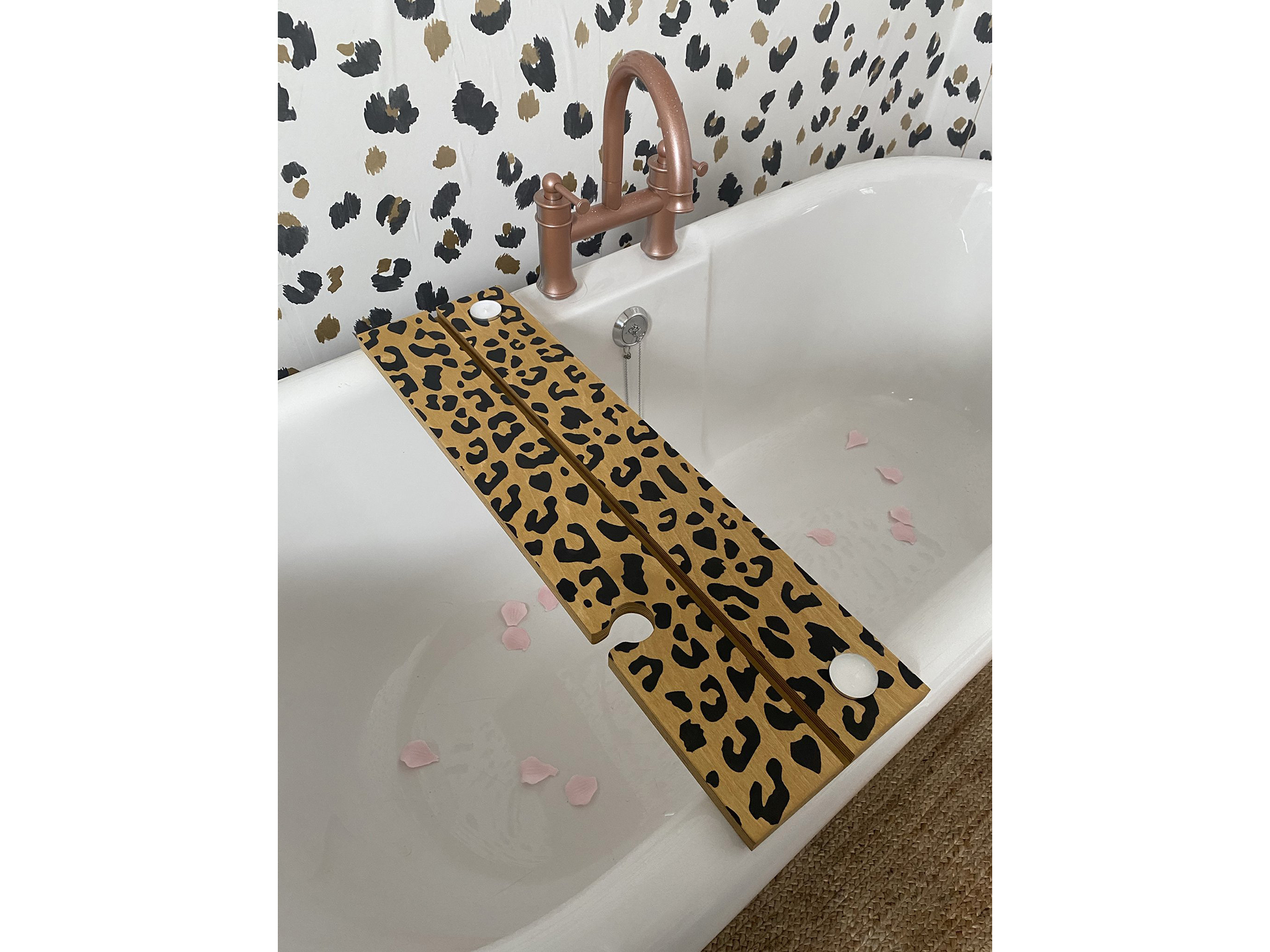 Leopard print rocks bathboard