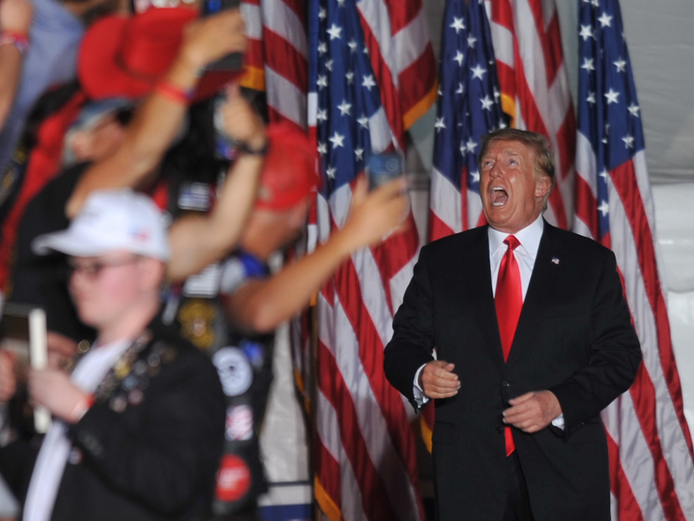 Donald Trump at a “Save America” rally in Iowa, October 2021