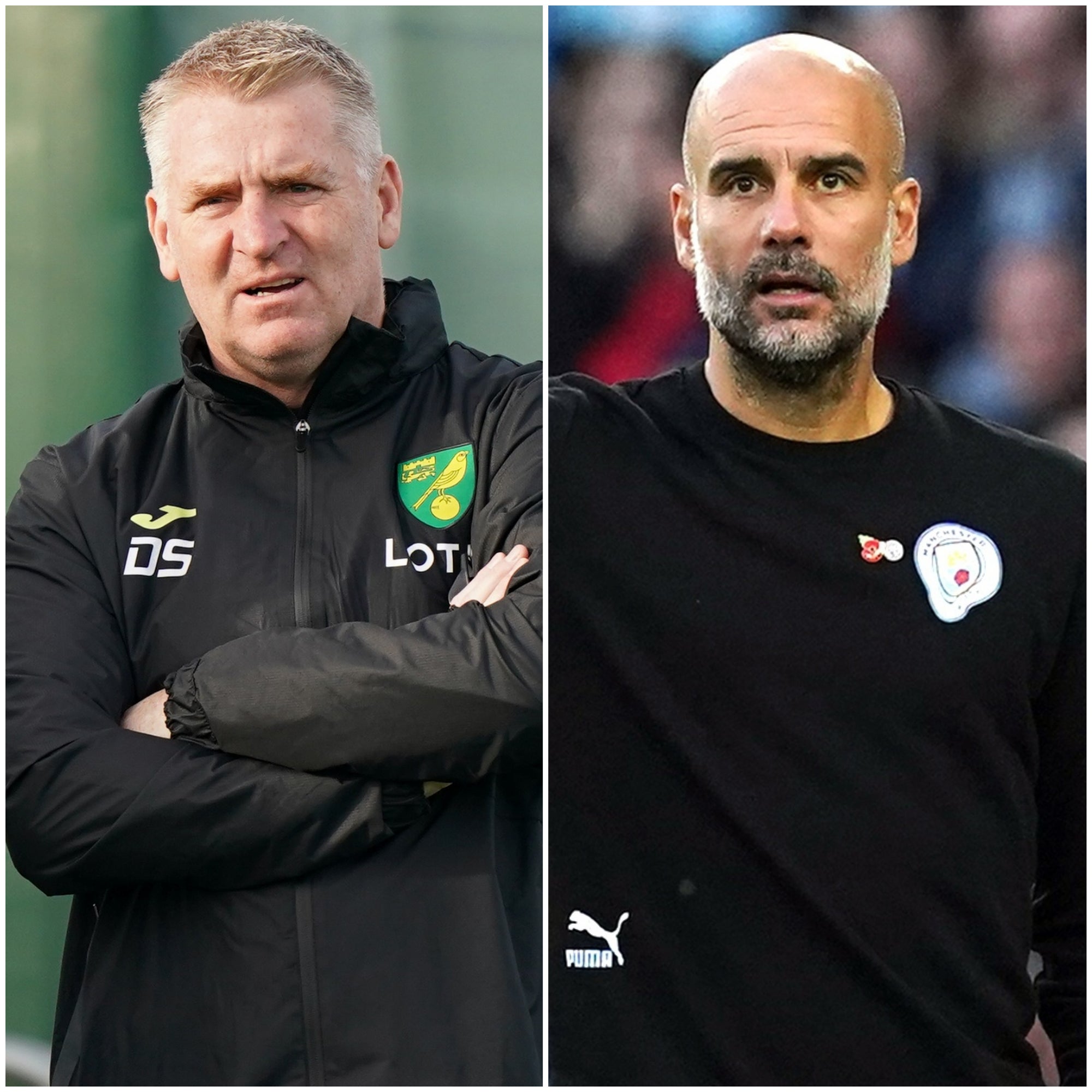 Dean Smith and Pep Guardiola have been speaking about possible strike action (Tim Goode/Martin Rickett/PA)