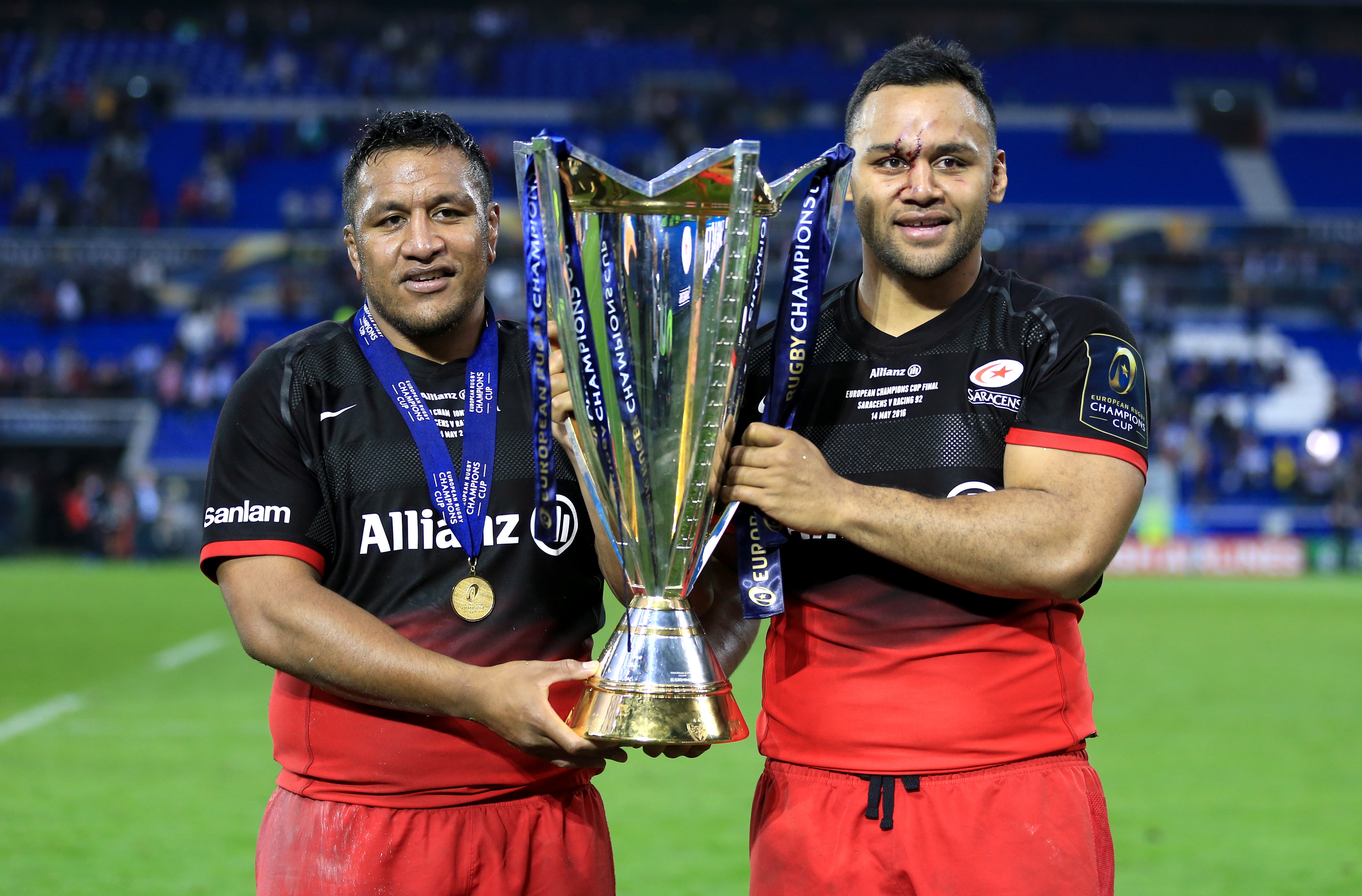 Billy Vunipola and Mako Vunipola (right) with the European Champions Cup (Adam Davy/PA)