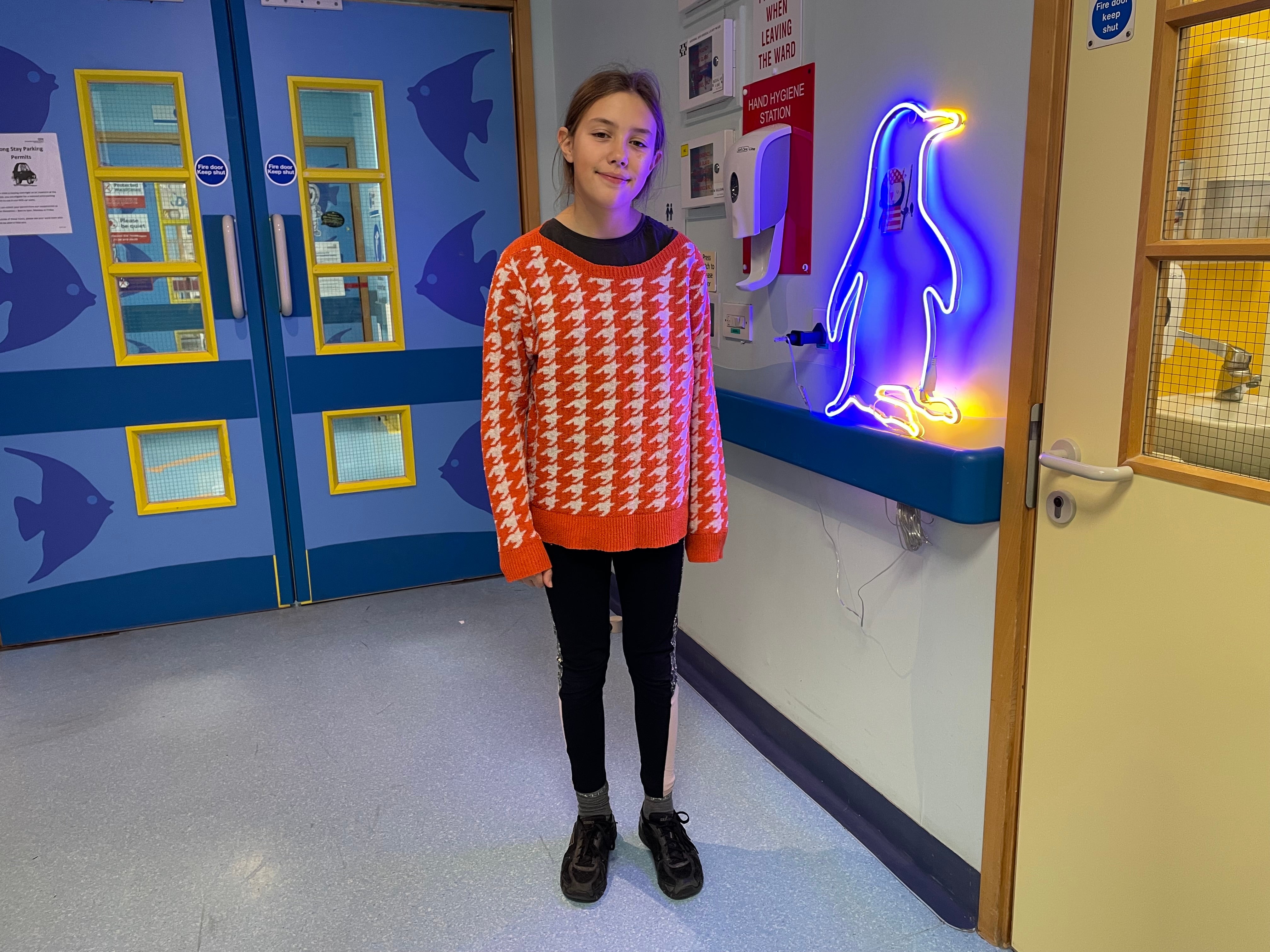 Libby from Somerset become the first child in the UK to have her kidney operated on using 3D technology. (Bristol Children’s Hospital/PA)