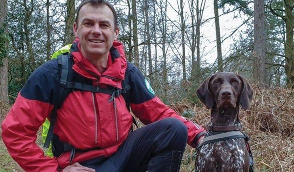 Ian Danks, an RAF engineer, is searching for his dog Juno