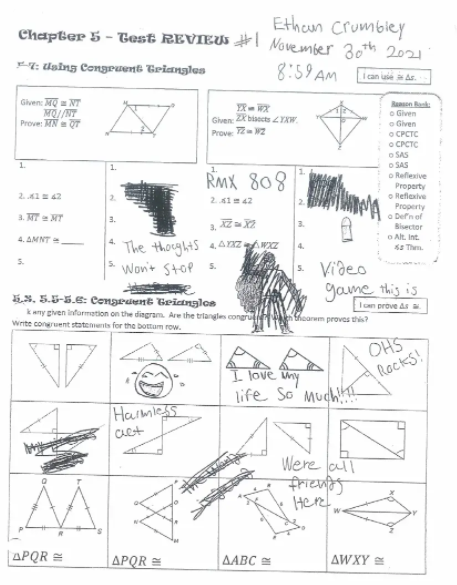 Homework belonging to Ethan Crumbley