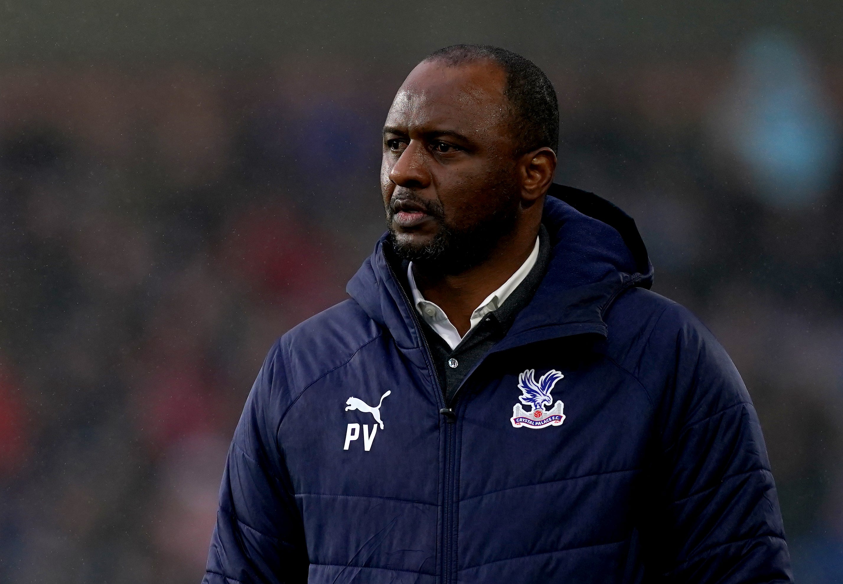 Palace manager Patrick Vieira would not support a players’ strike but is worried about them returning to play too soon after Covid (Martin Rickett/PA Images).