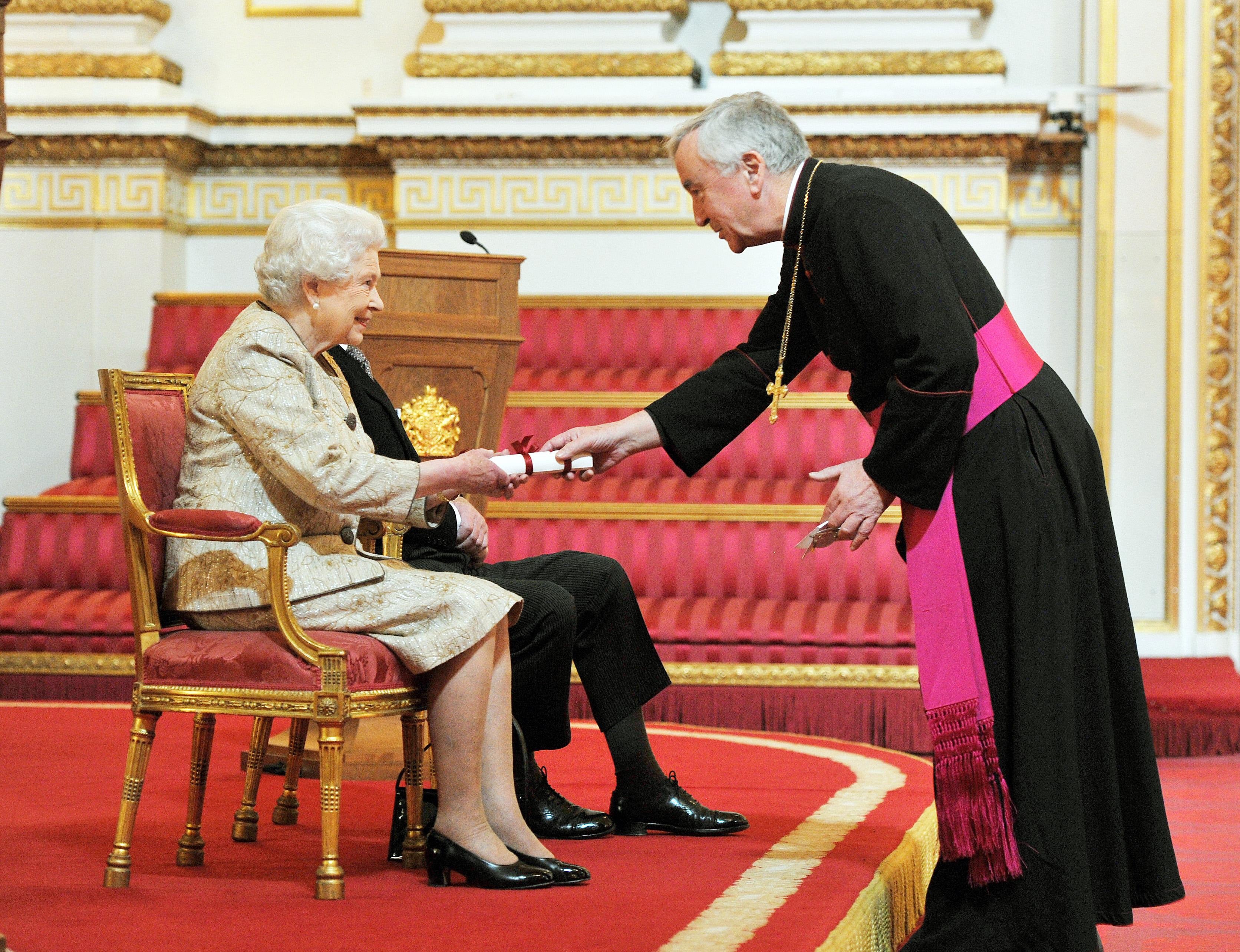 Archbishop Vincent Nichols with the Queen and the Duke of Edinburgh