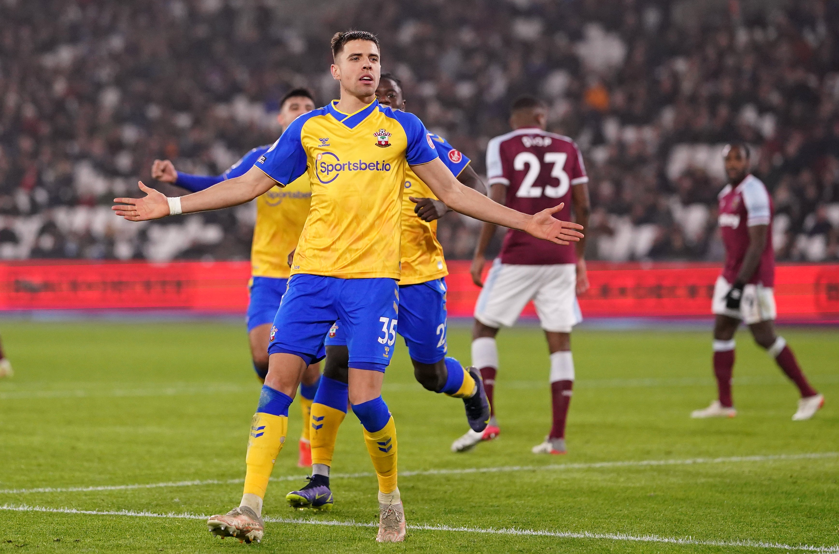 Jan Bednarek scored Southampton’s winner at West Ham (Adam Davy/PA)