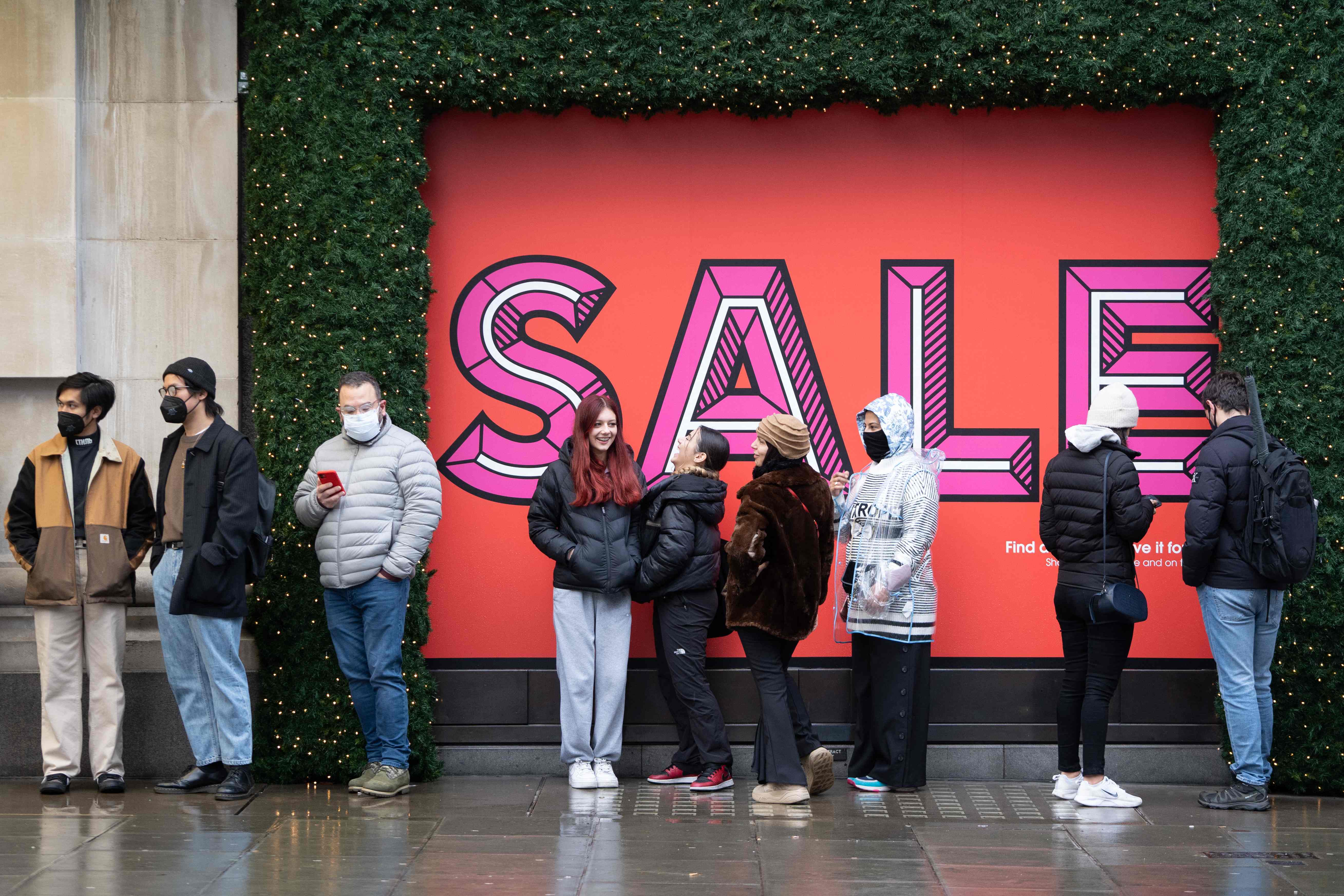 Shoppers queueing at Selfridges on Boxing Day