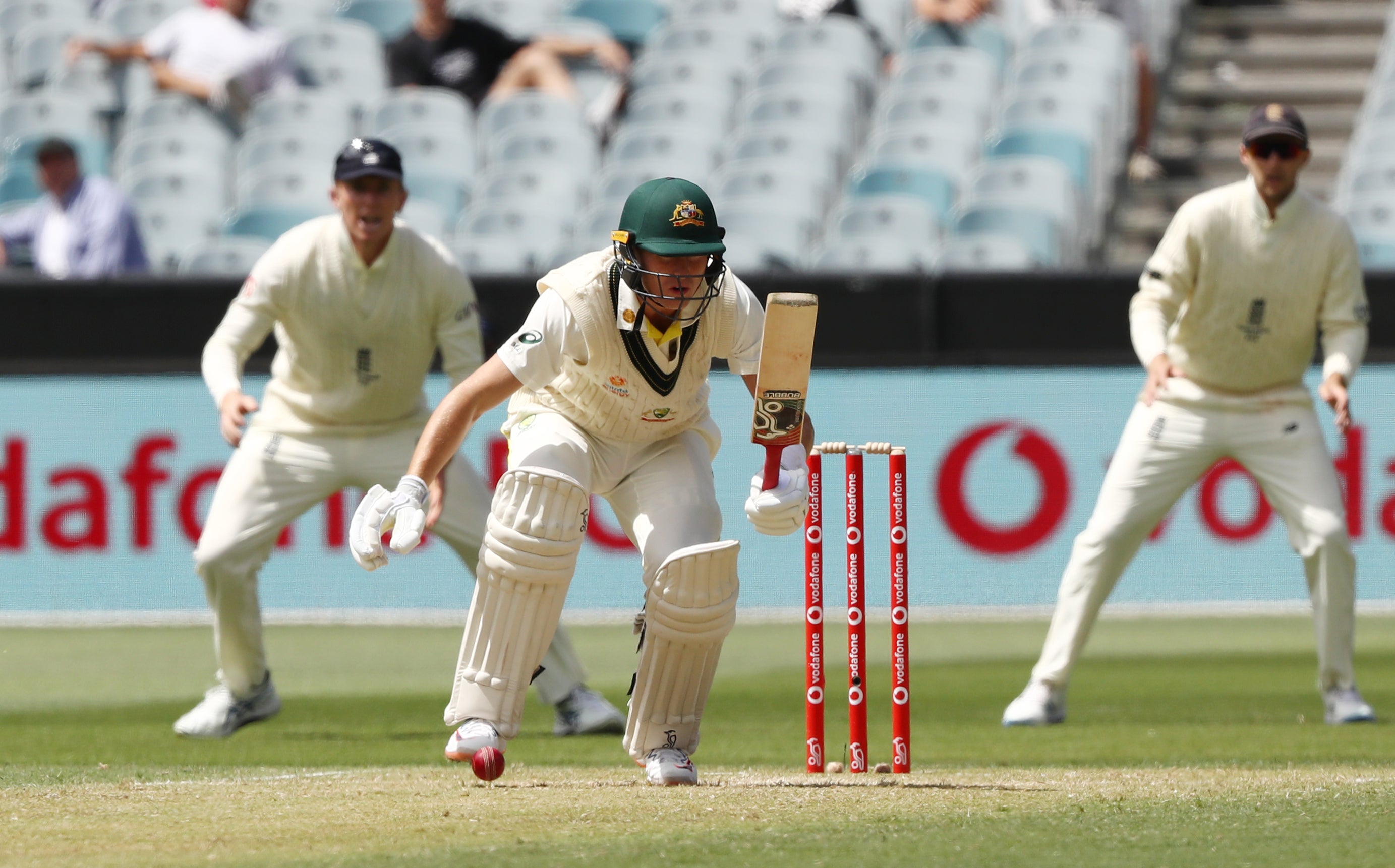 Ollie Robinson tormented Marnus Labuschagne, shown, before eventually claiming the vital wicket of Marcus Harris (Jason O’Brien/PA)