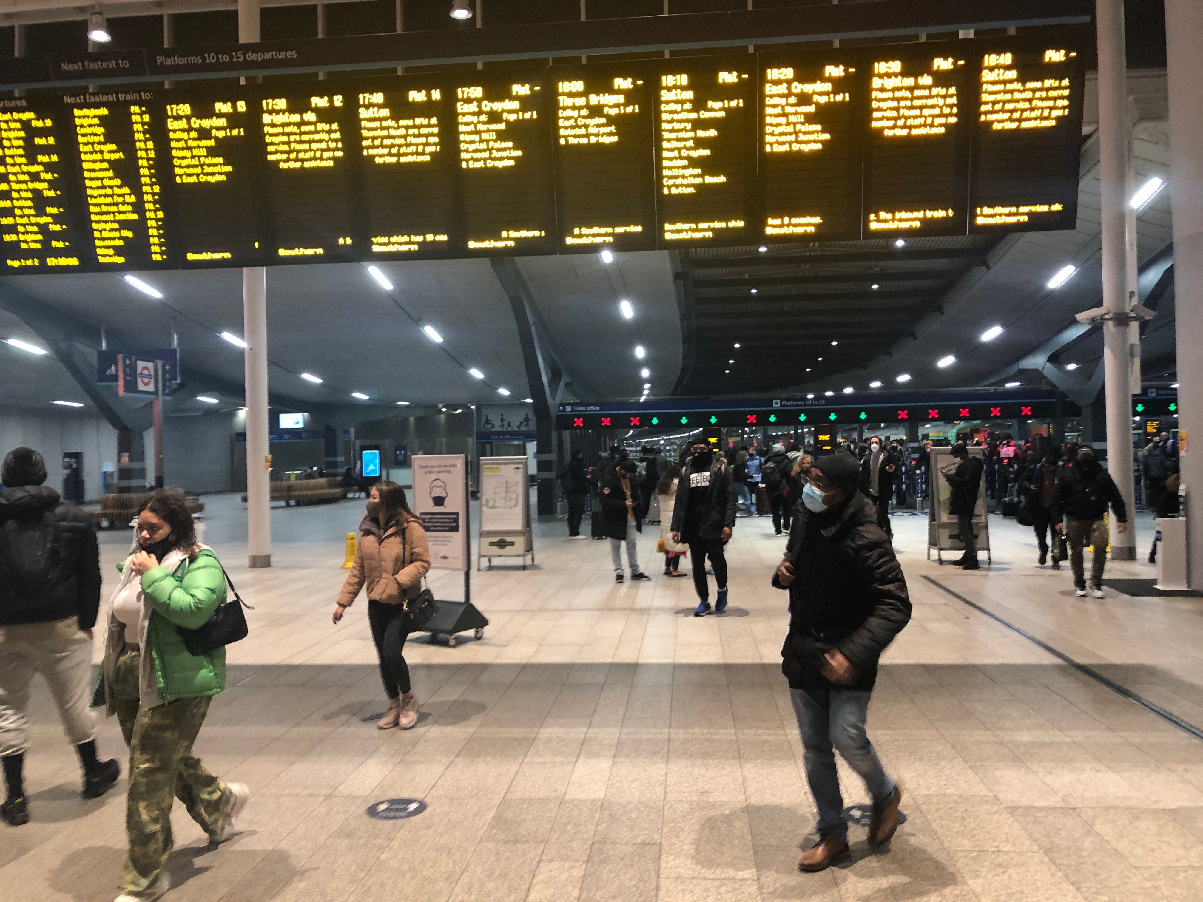 Lucky few: passengers on Boxing Day at London Bridge station , where – unlike most of the UK– a limited number of trains ran on 26 December