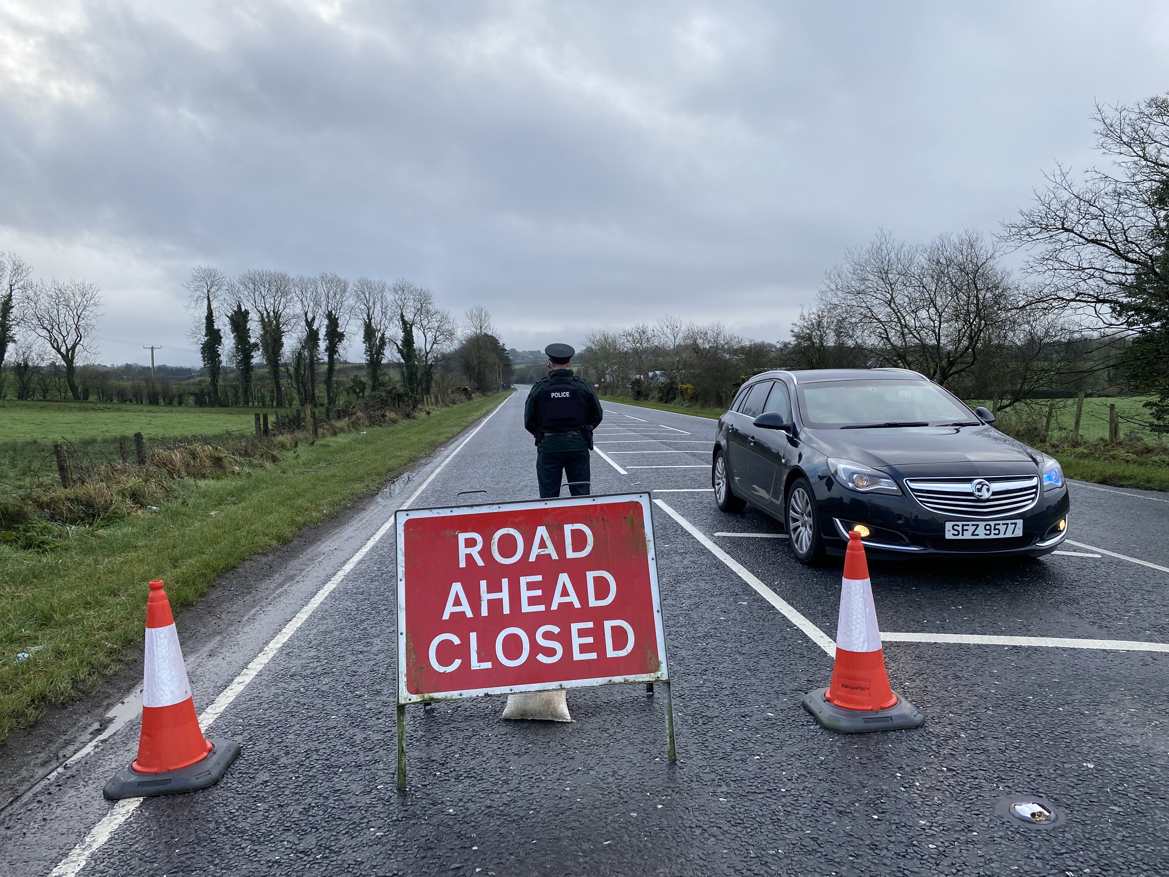 The scene in Garvaghy after three men were killed in a road crash (Dominic McGrath/PA)