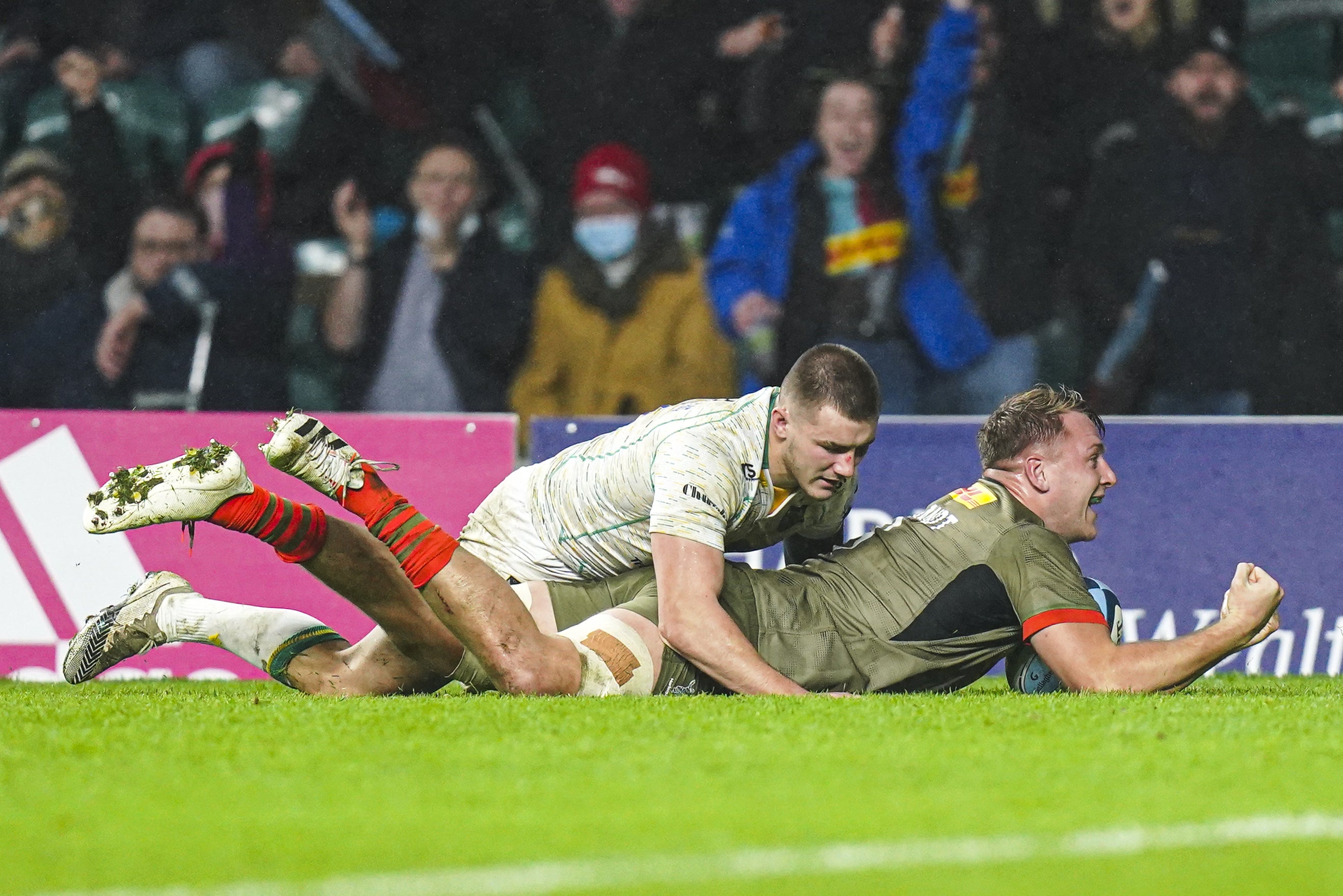 Alex Dombrandt scored a hat-trick of tries at Twickenham (Adam Davy/PA)